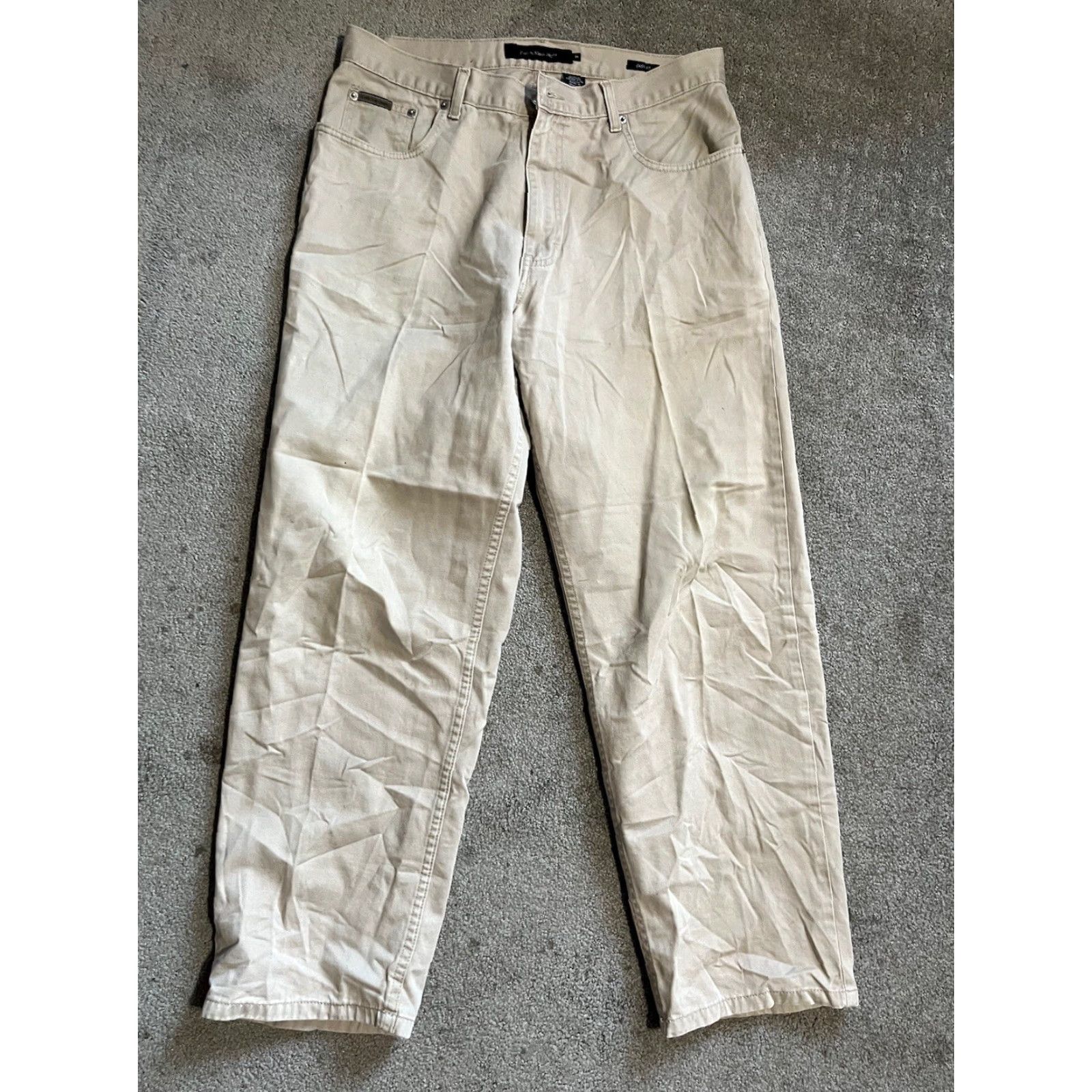 Calvin Klein VINTAGE Calvin Klein Jeans High Waisted Beige Easy Fit Pants 34x29 Men Jeans Regular 34 Beige Logo Retro Size US 34 / EU 50 - 2 Thumbnail
