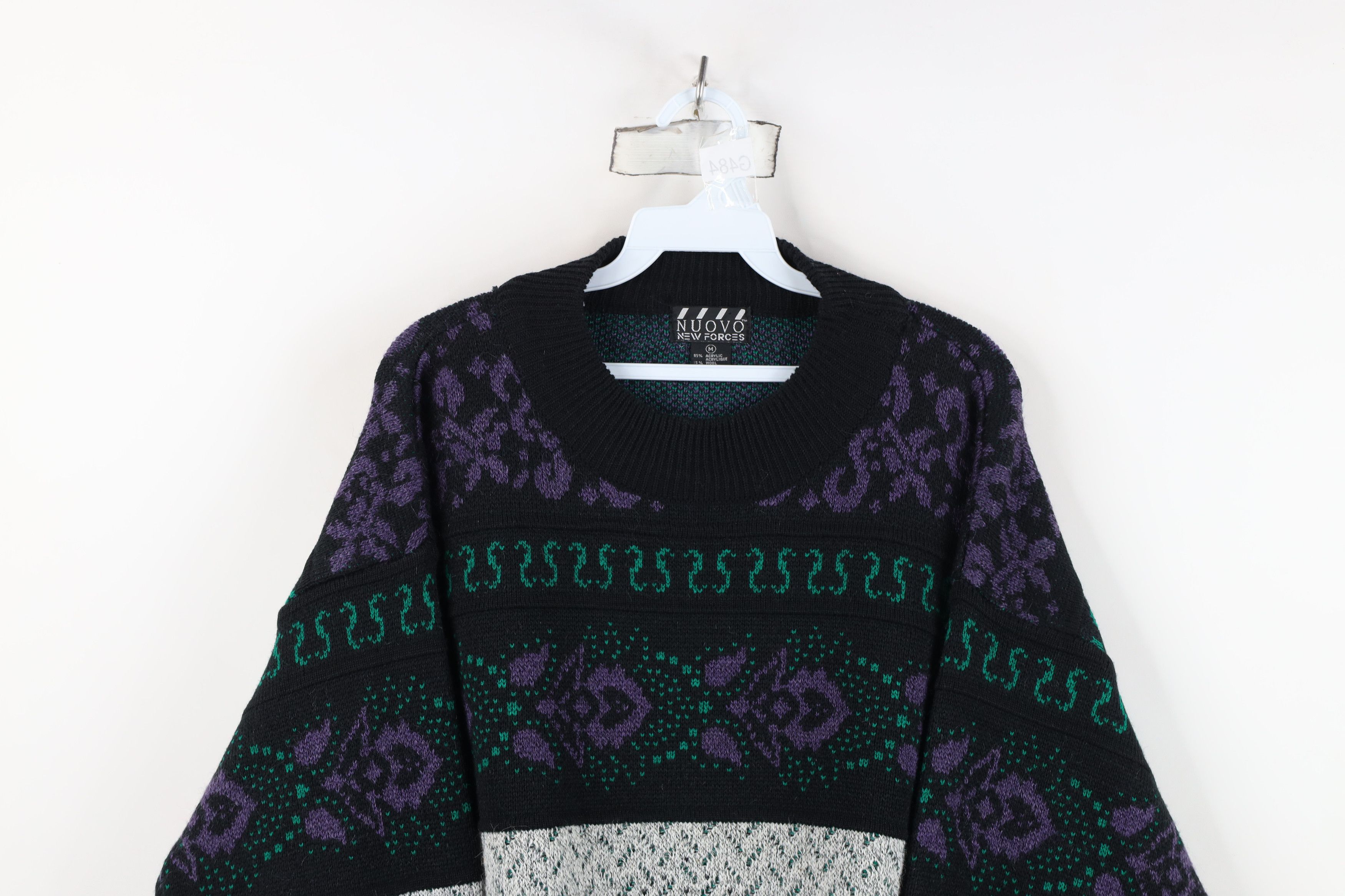 Vintage Vintage 90s Streetwear Wool Bled Knit Paisley Flower Sweater Size M / US 6-8 / IT 42-44 - 2 Thumbnail