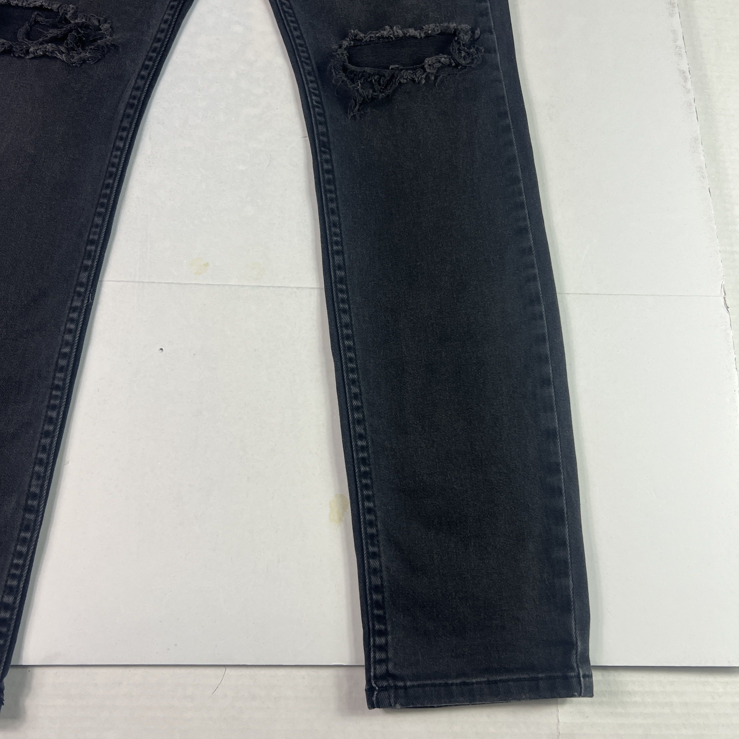Rolla's Rolla's Jean Thin Captain Slim Black Faded Distressed Denim Size US 31 - 5 Thumbnail