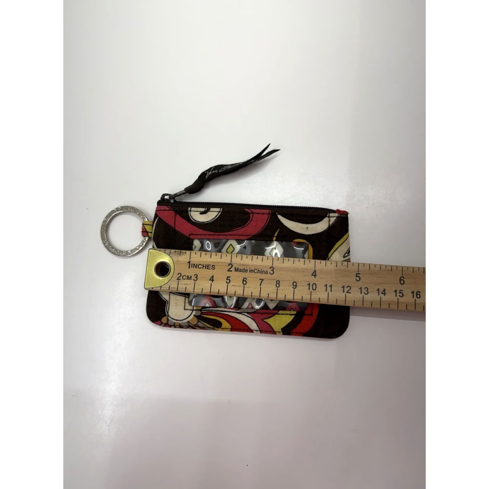 Vera Bradley Vera Bradley Wallet Zip ID Brown Floral Quilted Rectangular Key Ring Women Size ONE SIZE - 6 Thumbnail
