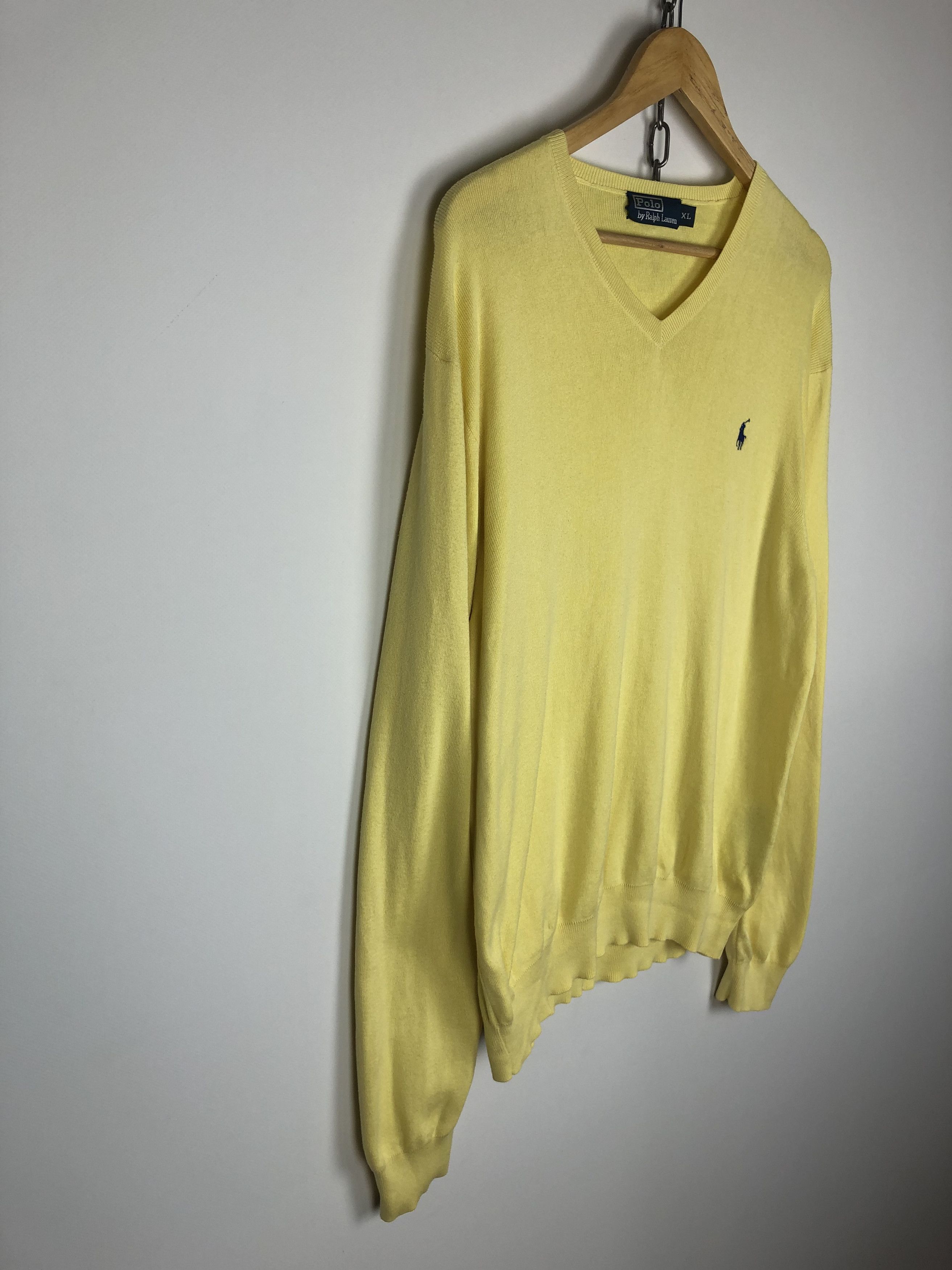 Polo Ralph Lauren Polo Ralph Lauren Sweater V-Neck Pullover Logo Yellow XL Size US XL / EU 56 / 4 - 5 Thumbnail