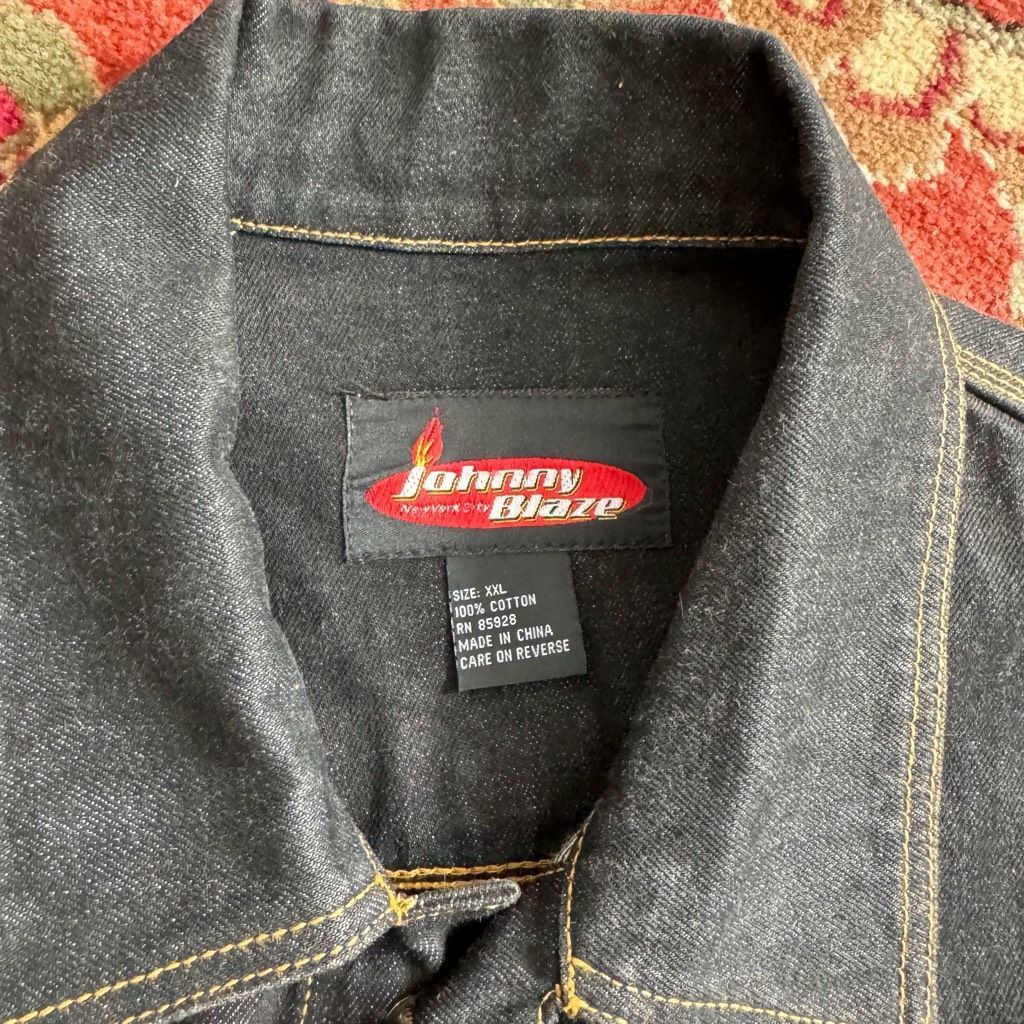 Coogi Vintage Y2K Johnny Blaze Black Denim Jacket Dragon Patchwork Size US XXL / EU 58 / 5 - 3 Thumbnail
