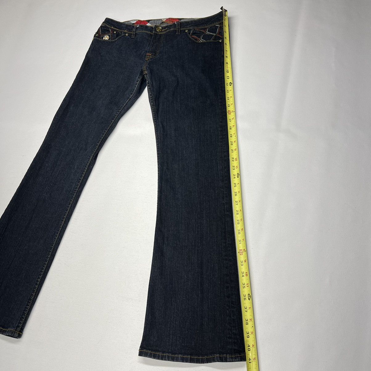 Pepe Jeans × Vintage VTG Pepe Jeans Blue Flared Bootcut London Pocket Patch Y2K Size 34" / US 12 / IT 48 - 19 Thumbnail