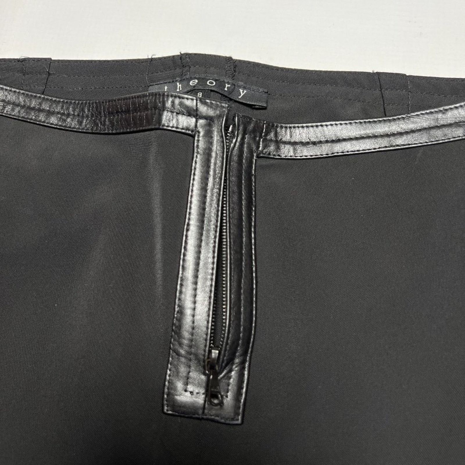Theory Theory Faux Leather Trim Straight Pants Black Size 8 Size 30" / US 8 / IT 44 - 7 Thumbnail
