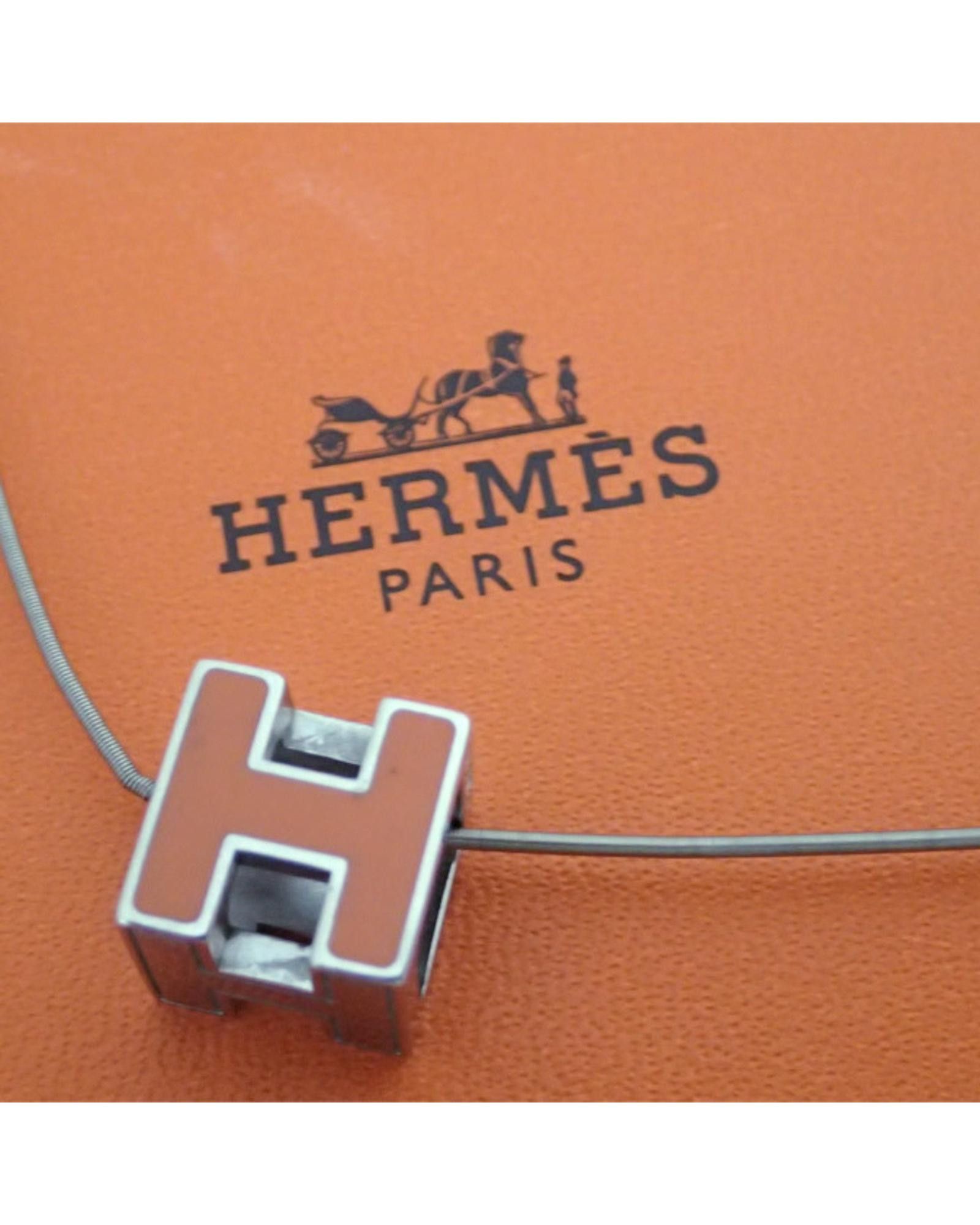 image of Hermes Cage Dh Necklace - Black Metal Pendant, Women's