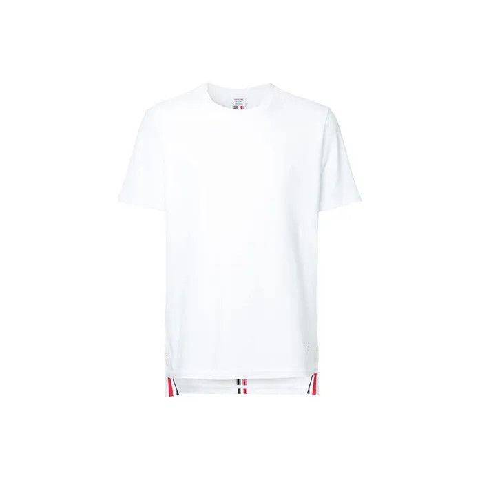 Thom Browne Thom Browne White Cotton Striped T-Shirt 0079 Size US M / EU 48-50 / 2 - 1 Thumbnail