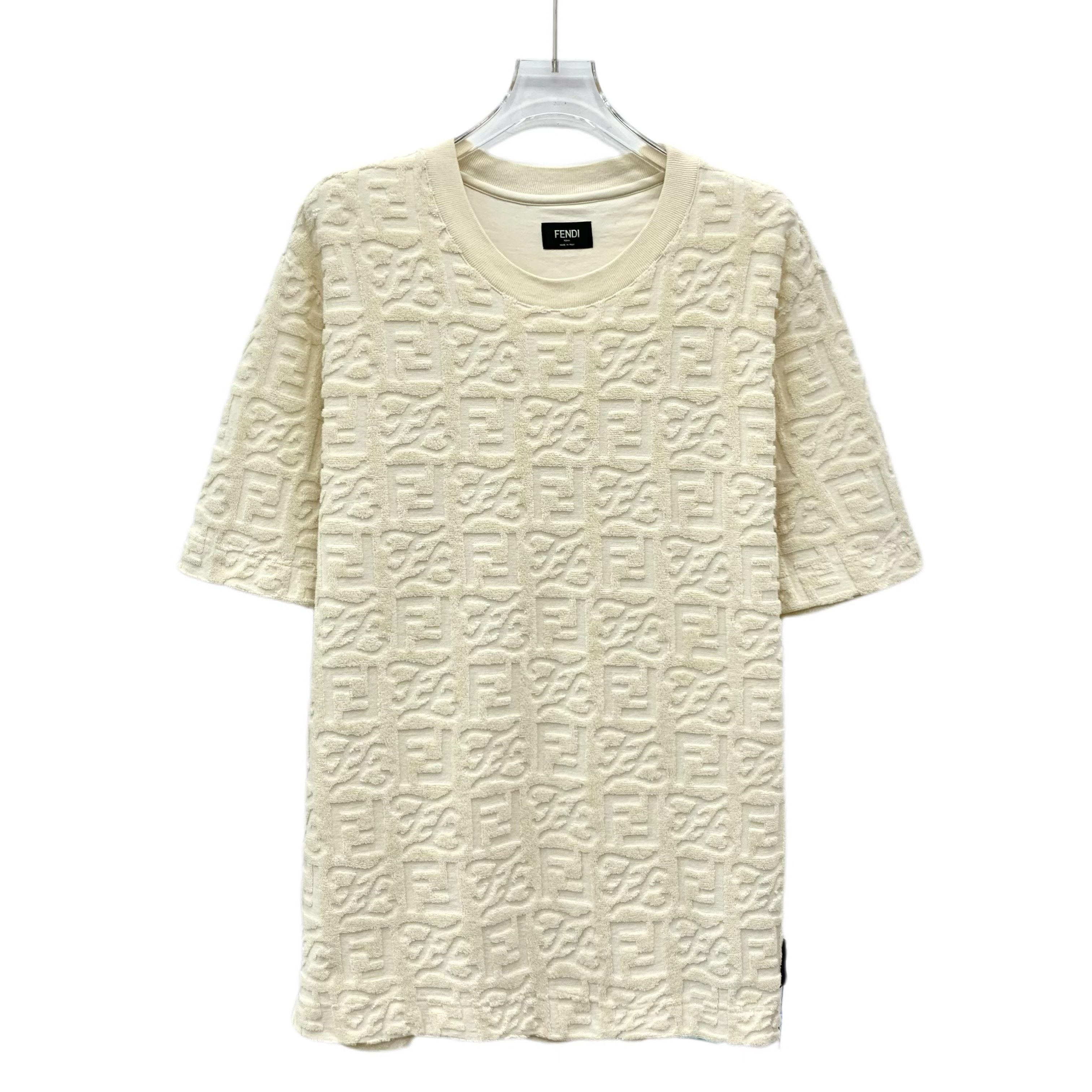 Dior Fendi FF Embossed Cotton T-Shirt Beige (XS) Size US XS / EU 42 / 0 - 1 Thumbnail