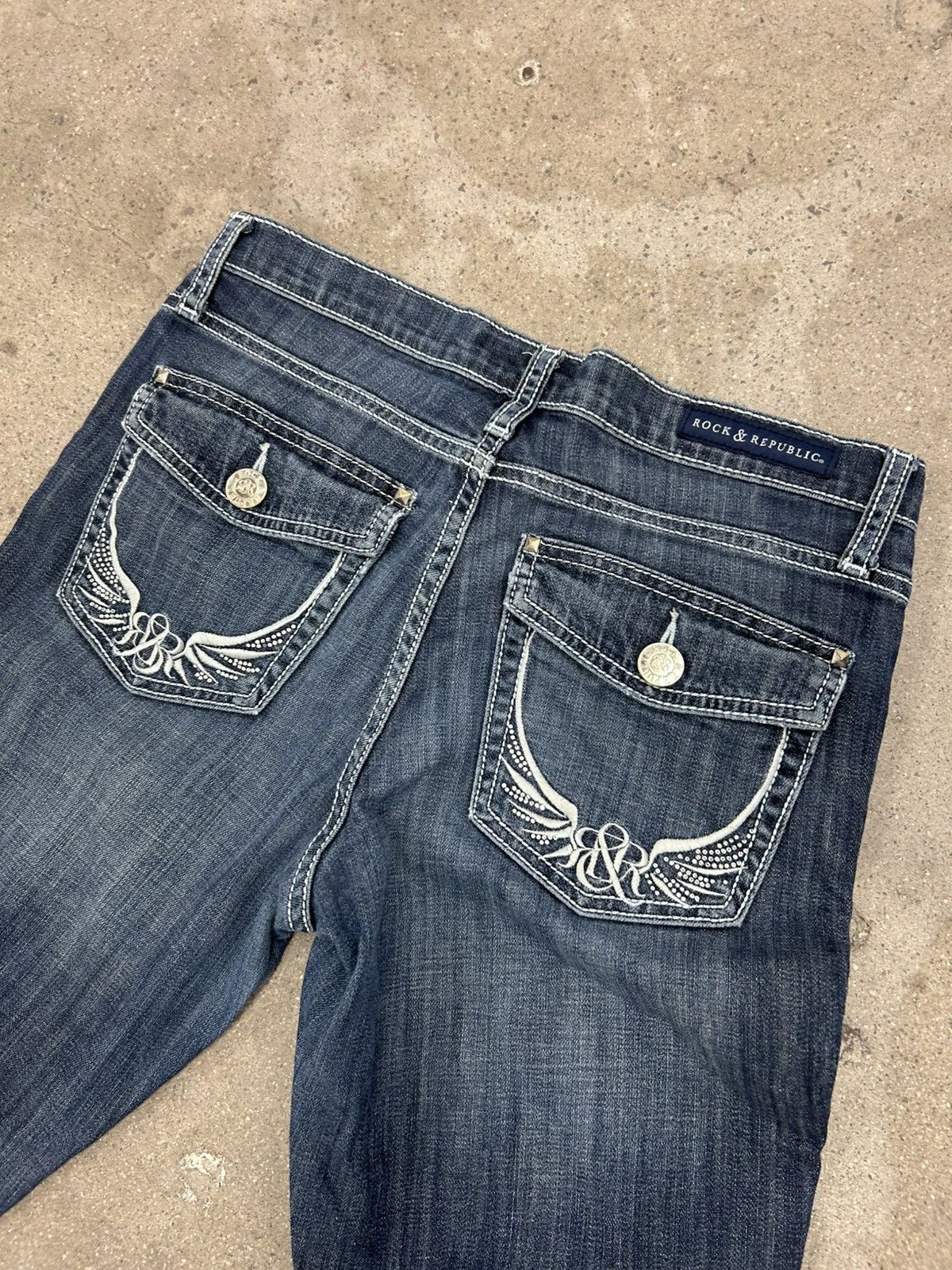 Affliction Vintage y2k Cybergrunge wing embroidered Bootcut flare low Size 30" / US 8 / IT 44 - 2 Thumbnail