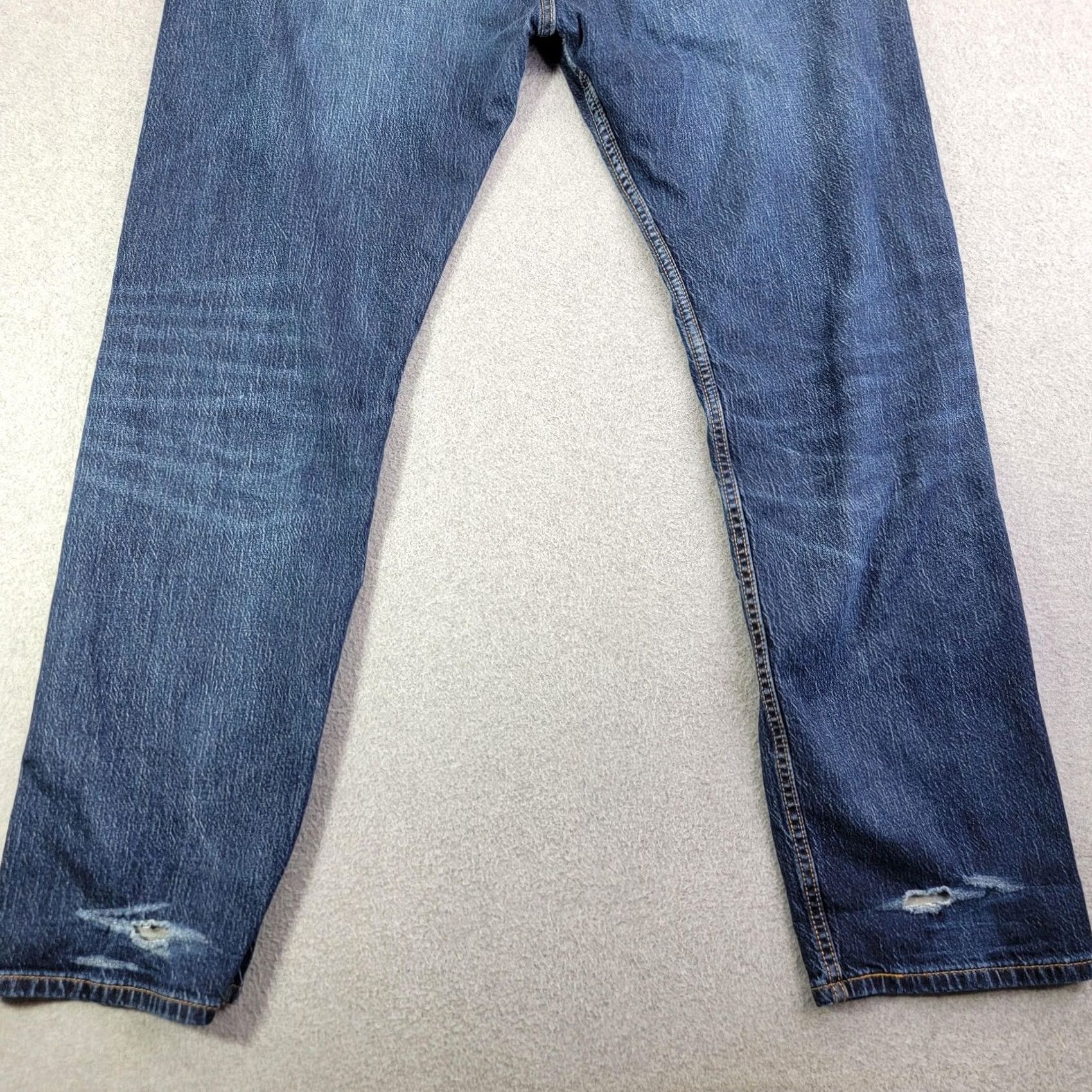 Levi's Levi's 505 Jeans Mens 36x32 Blue Regular Fit Straight Denim Distressed Stretch Cotton Blend Logo Back Pockets ZIP Fly 5-Pocket Regular 36x32 Mens Size US 36 / EU 52 - 5 Thumbnail