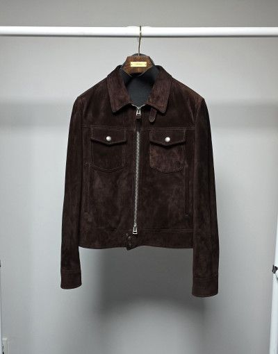 Tom Ford o1sm1stk0824 Suede Zip-up Jacket in Dark Brown Size US L / EU 52-54 / 3 - 1 Thumbnail
