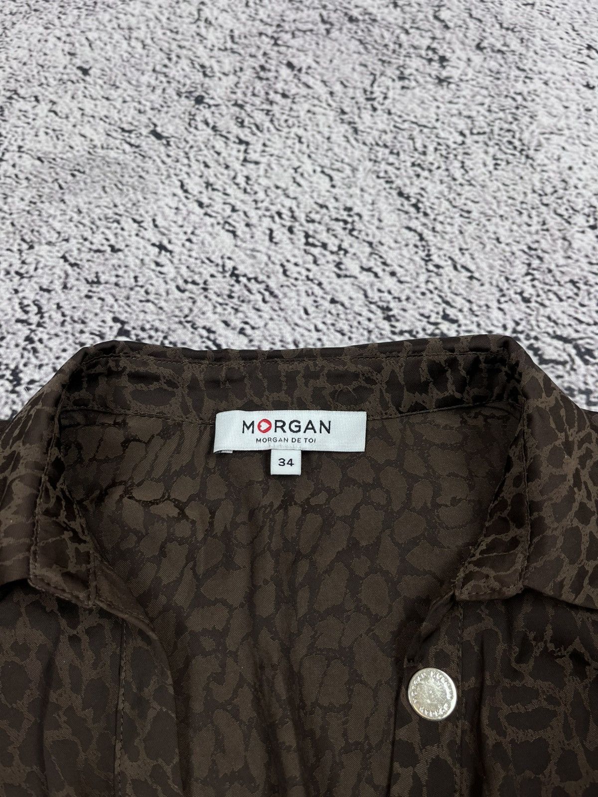 Morgan De Toi Vintage Morgan Y2K Leopard Jacquard Cropped Wrap Blouse Size XS / US 0-2 / IT 36-38 - 5 Thumbnail