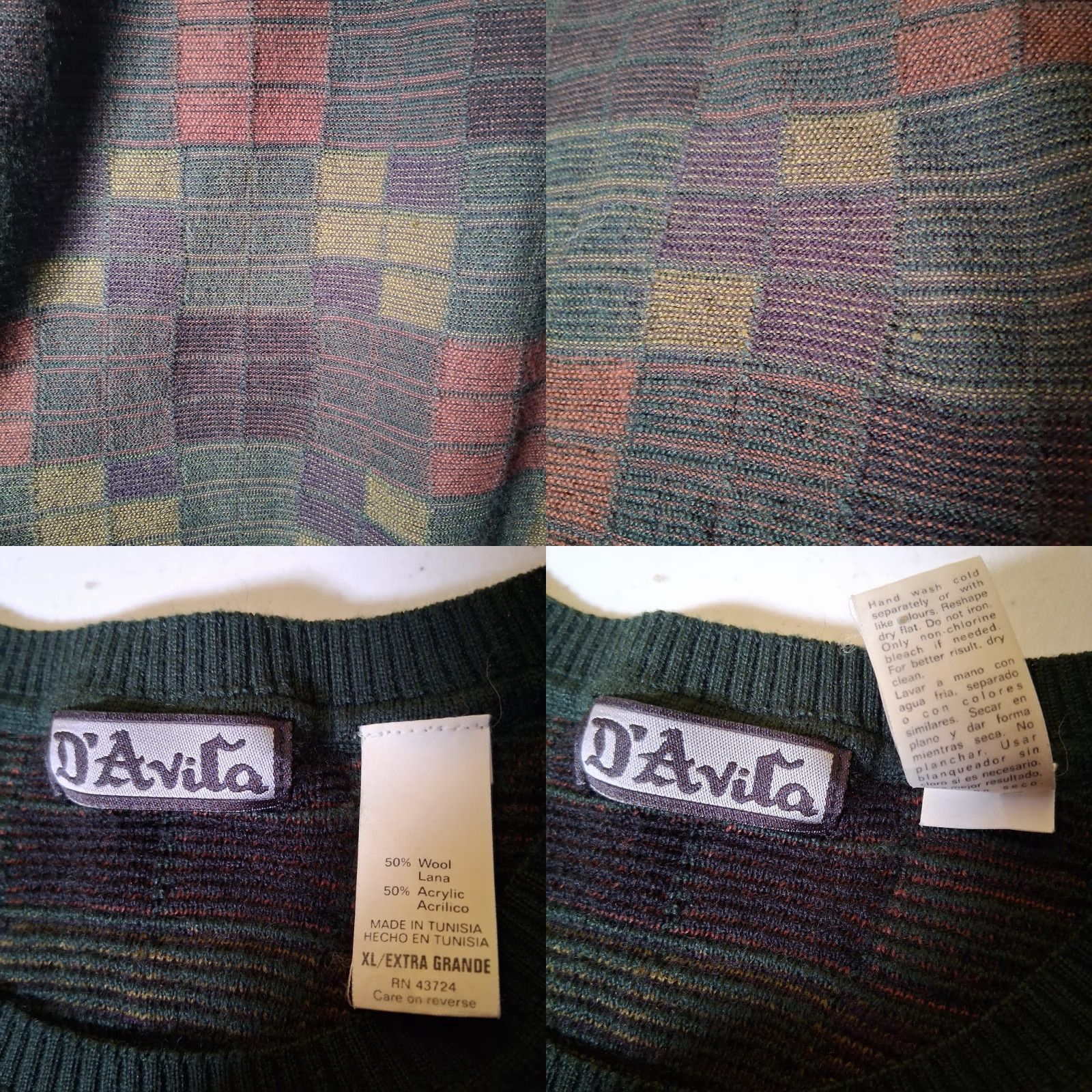 Vintage VINTAGE D'Avita Sweater Men XL Wool Blend Pullover Green Geometric Retro Size US XL / EU 56 / 4 - 8 Thumbnail