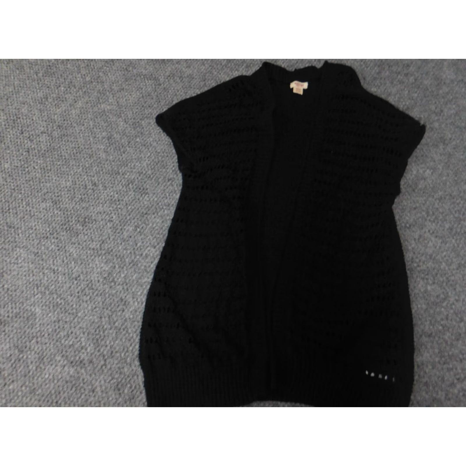 Mossimo Mossimo Womens Sweater Cardigan XS Black Open Chest Mock Neck Short Sleeve Zip Button Knit Polyester Cable Knit Regular Size Type Regular Womens Size XS / US 0-2 / IT 36-38 - 3 Thumbnail