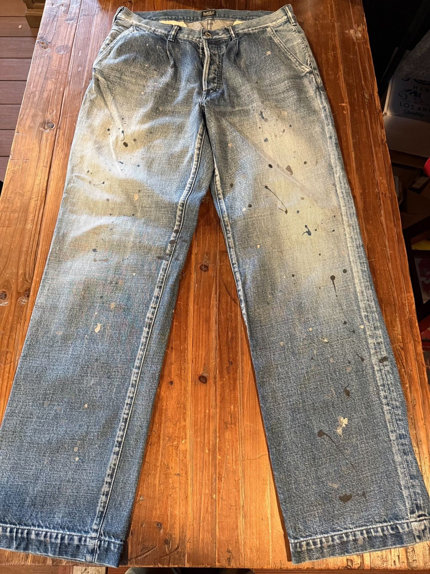 Neighborhood NEIGHBORHOOD OLD JOE Paint Splatter Jeans Size US 32 / EU 48 - 1 Thumbnail