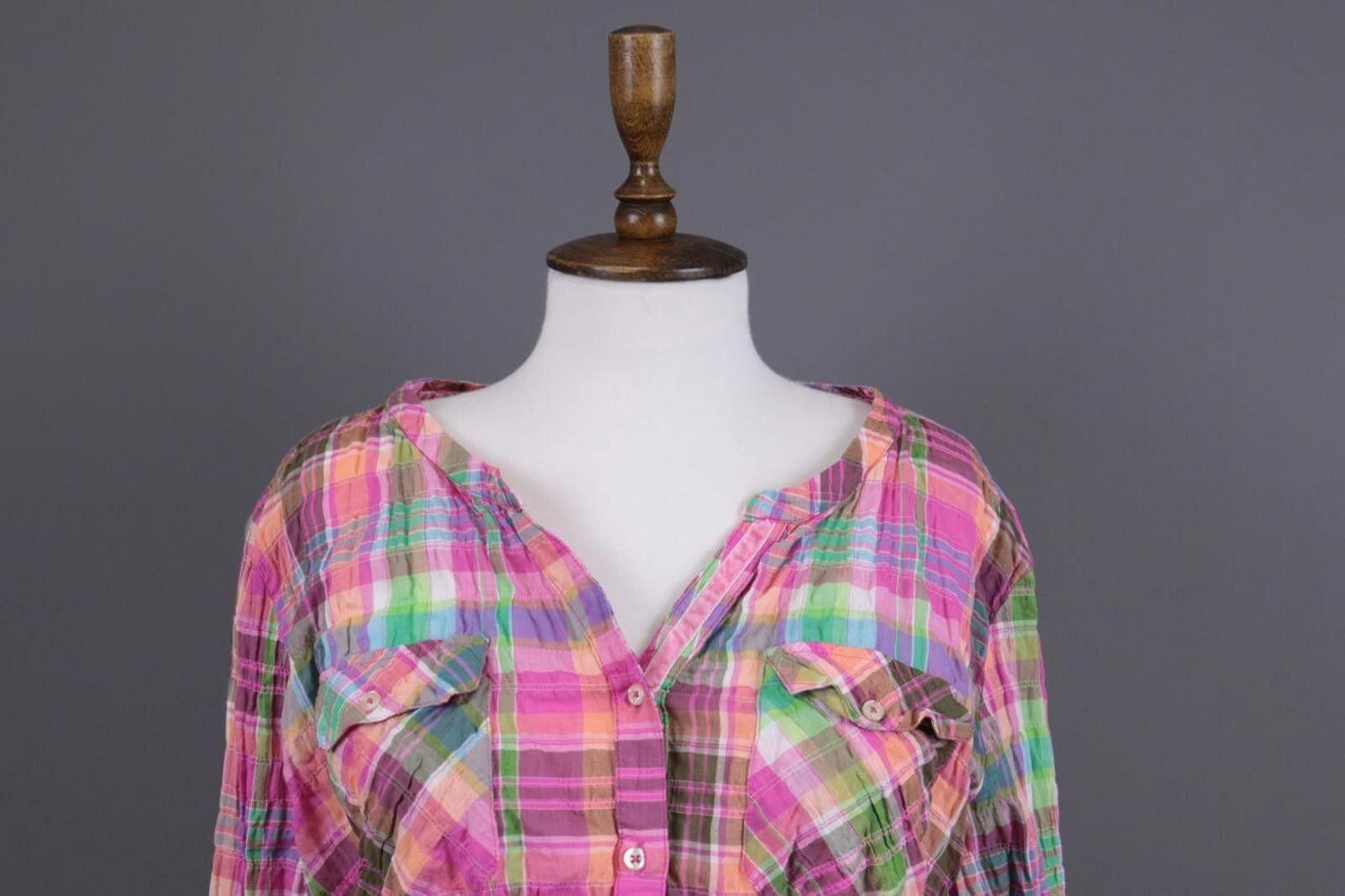 Designer Emily Van Den Bergh Multicolor Henley Check Shirt Size 46 Size M / US 6-8 / IT 42-44 - 2 Thumbnail