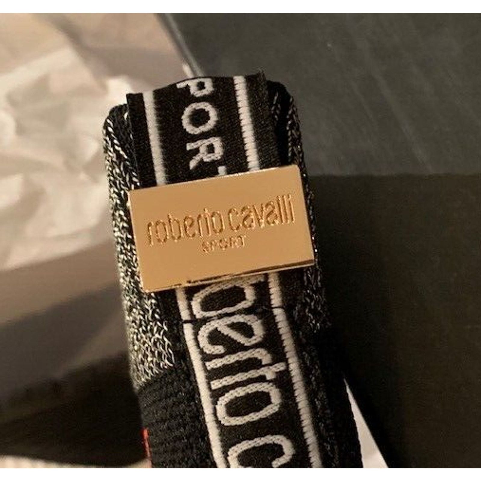 Cavalli Class × Just Cavalli × Roberto Cavalli ROBERTO CAVALLI Knit Sock Sneakers Gold High-Top 7 P$600 NIB Size US 7 / IT 37 - 12 Thumbnail