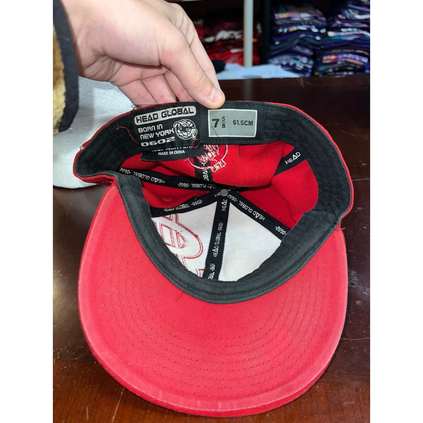 Diamond Head Head Global Hat Headwear Dollar Sign Red Cap Fitted 7 5/8 Size ONE SIZE - 6 Thumbnail