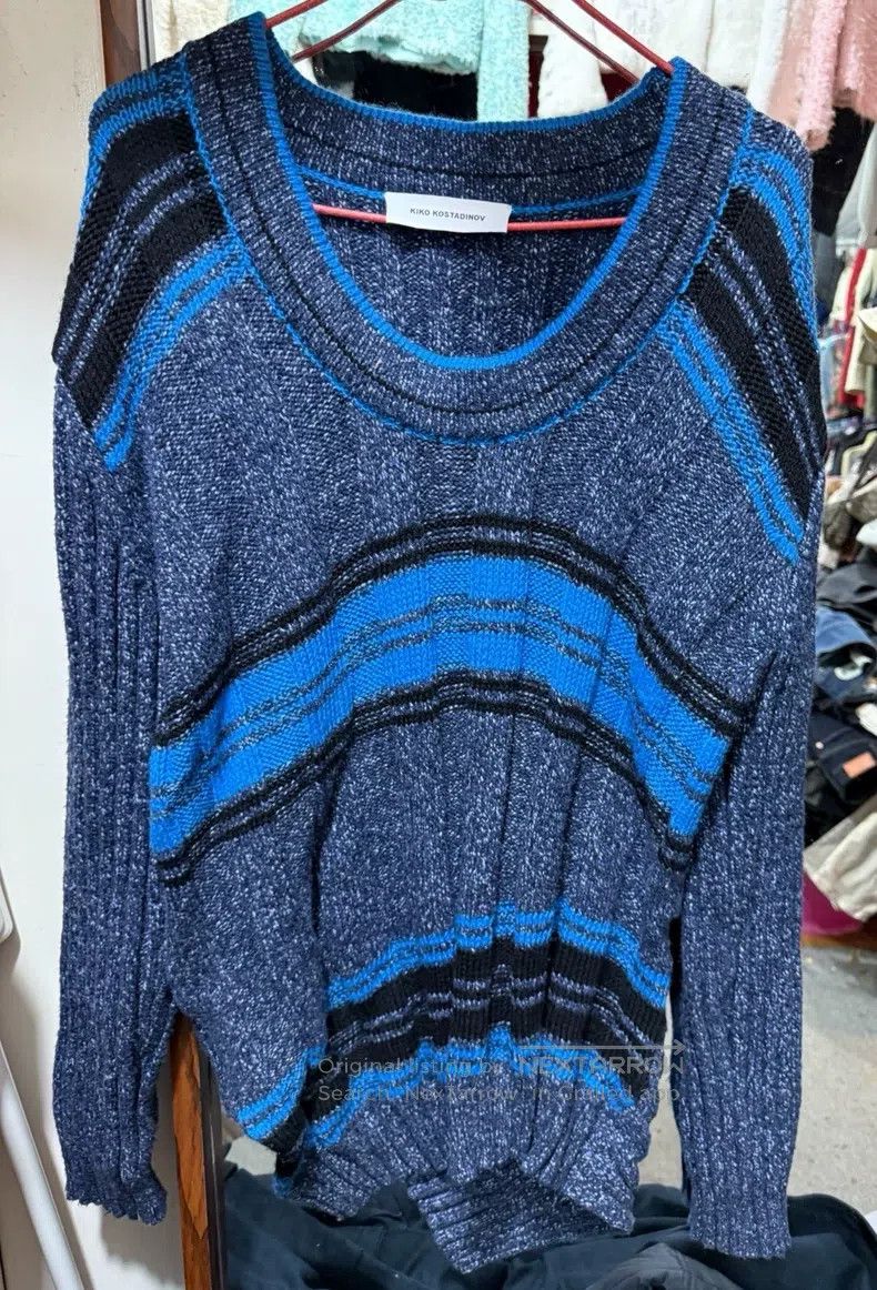 Kiko Kostadinov Blue striped sweater blue and black color