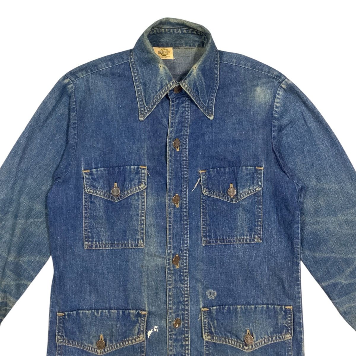Vintage Vtg 60's 70's Bar C Ranchwear 4 Pocket Denim Work Shirt Size US M / EU 48-50 / 2 - 2 Thumbnail