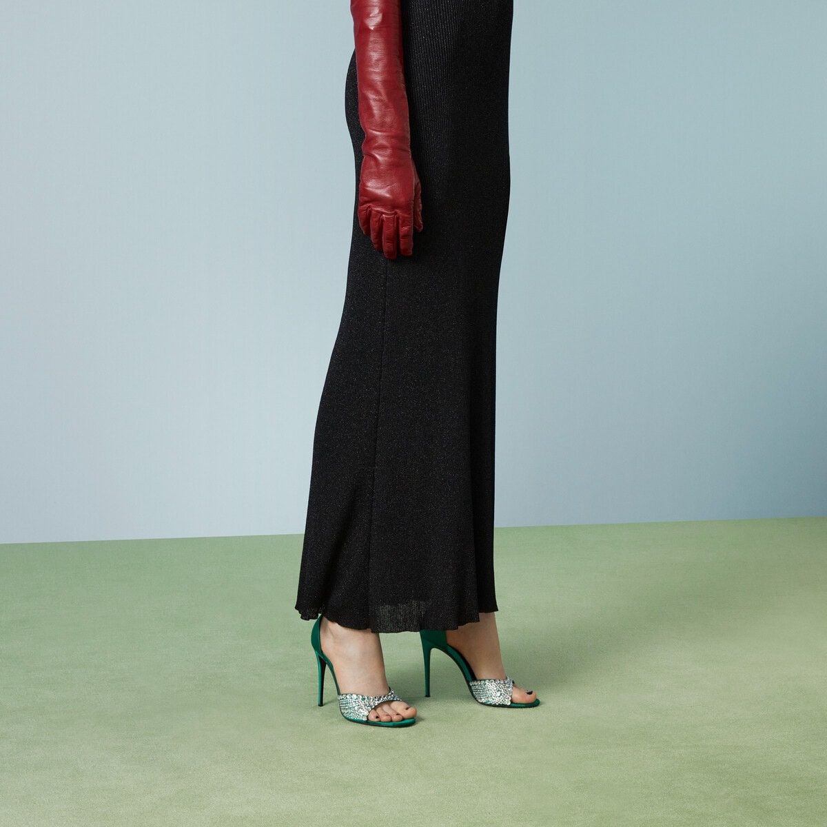 Gucci o1s1wg110125 High Heel Sandals With Crystals in Green Size US 7.5 / IT 37.5 - 6 Thumbnail