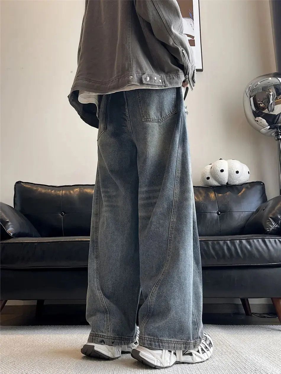 Japanese Brand Retro loose washed wide leg ripped jeans Size US 32 / EU 48 - 5 Thumbnail