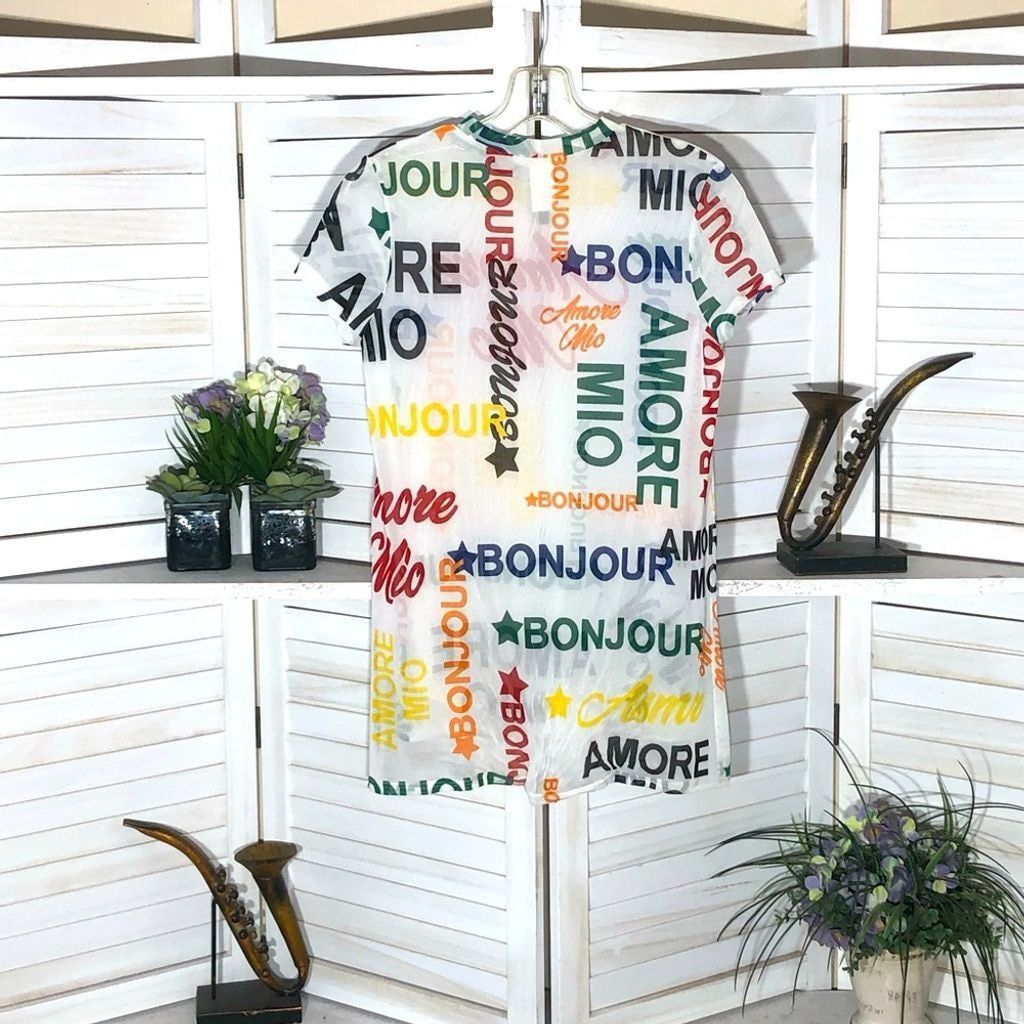Other semi sheer Avant Garde white multicolor News print top sz S Size S / US 4 / IT 40 - 2 Thumbnail