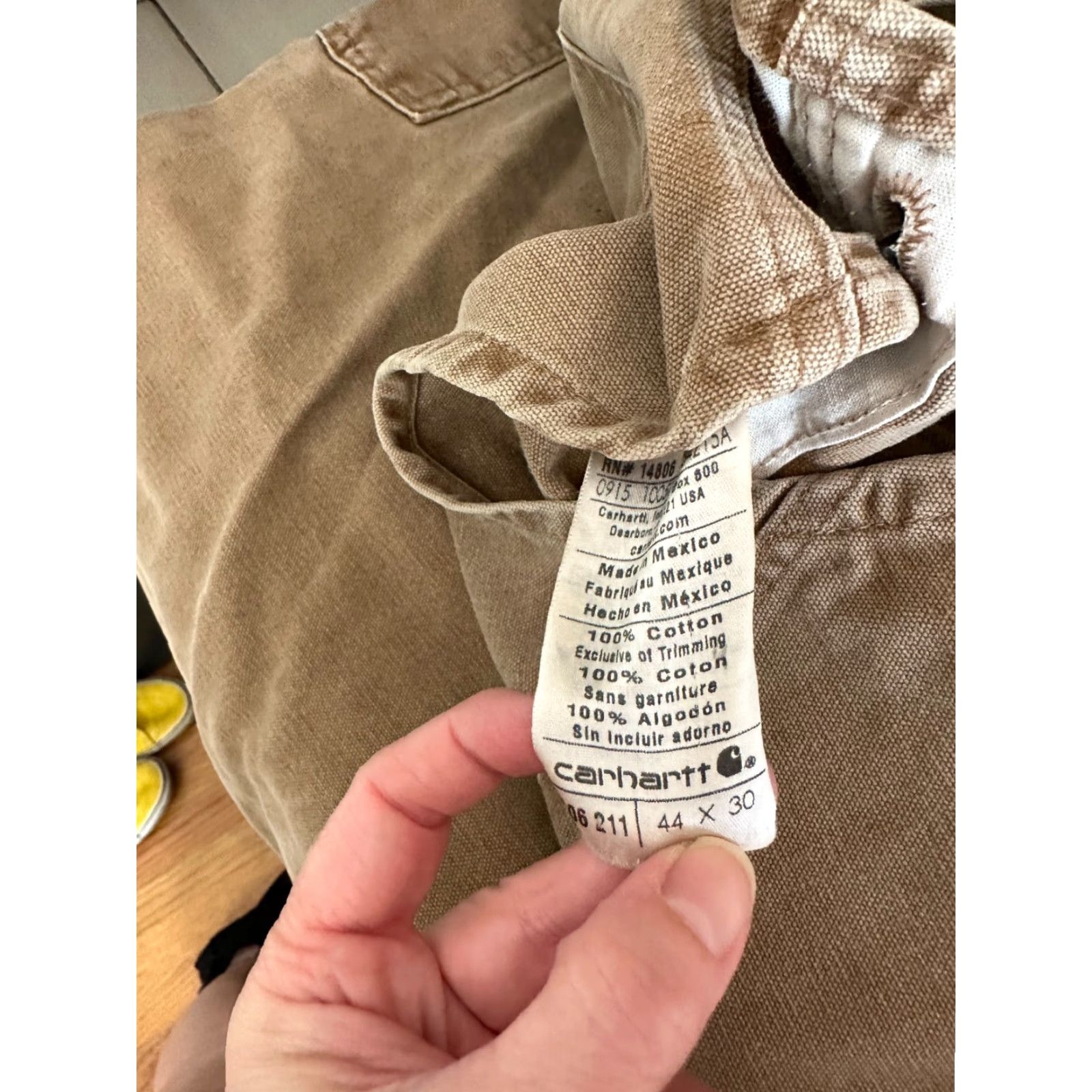 Carhartt VINTAGE Carhartt R01 BRN Men's 44x30 Khaki Duck Carpenter Bib Overalls Distressed Lot 2 pairs Size US 44 / EU 60 - 7 Thumbnail