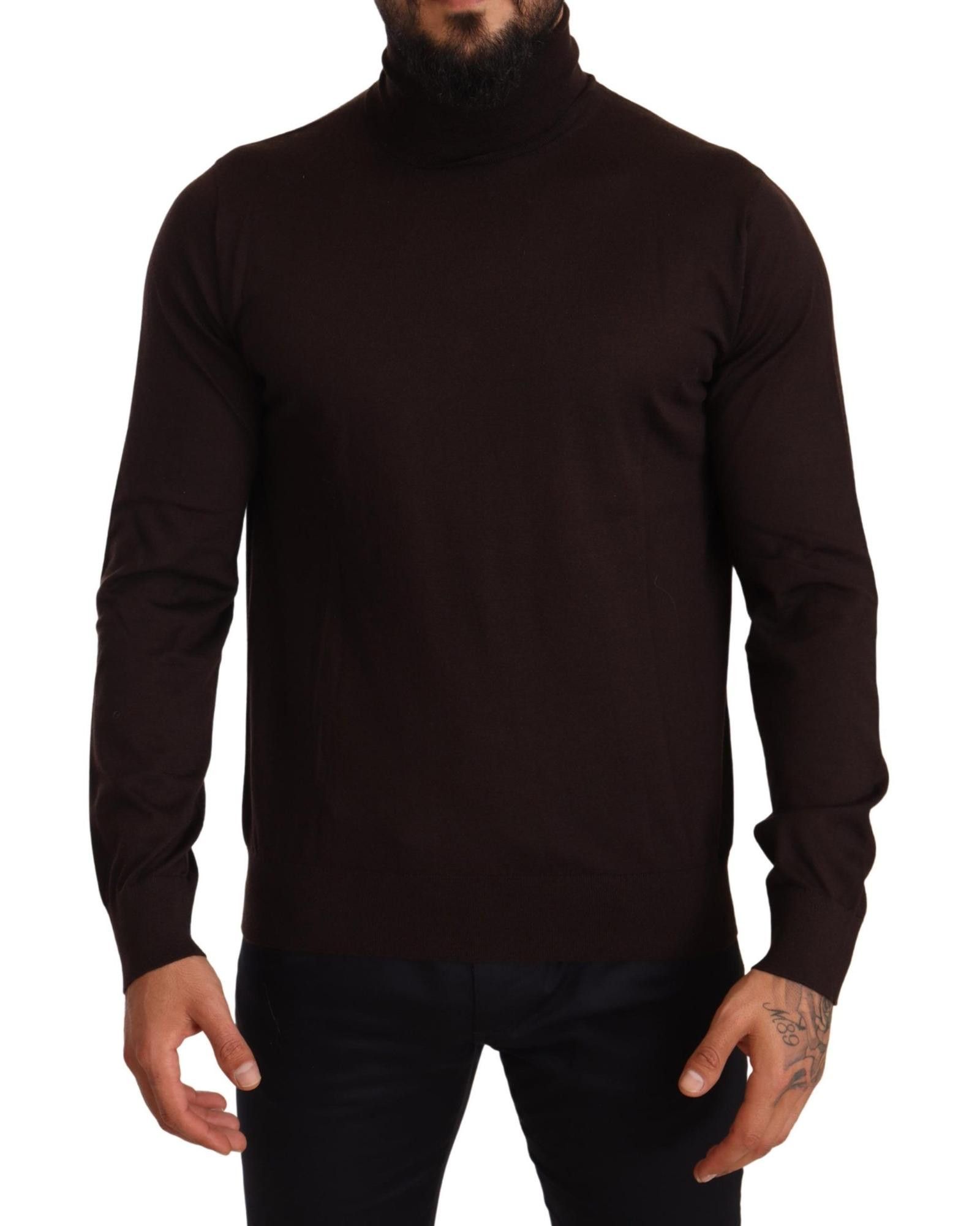 image of Dolce Gabbana Ribbed Cashmere Turtleneck Sweater in Brown, Men's (Size Small)