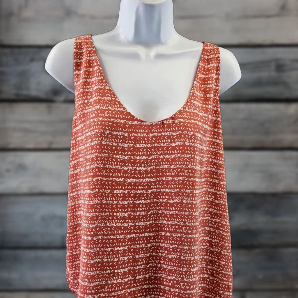 Loft LOFT Ann Taylor Women's Tank Top Medium Pink White Stripe Scoop Neck Sleeveless Multicolor Pattern Cute Casual Size M / US 6-8 / IT 42-44 - 1 Thumbnail