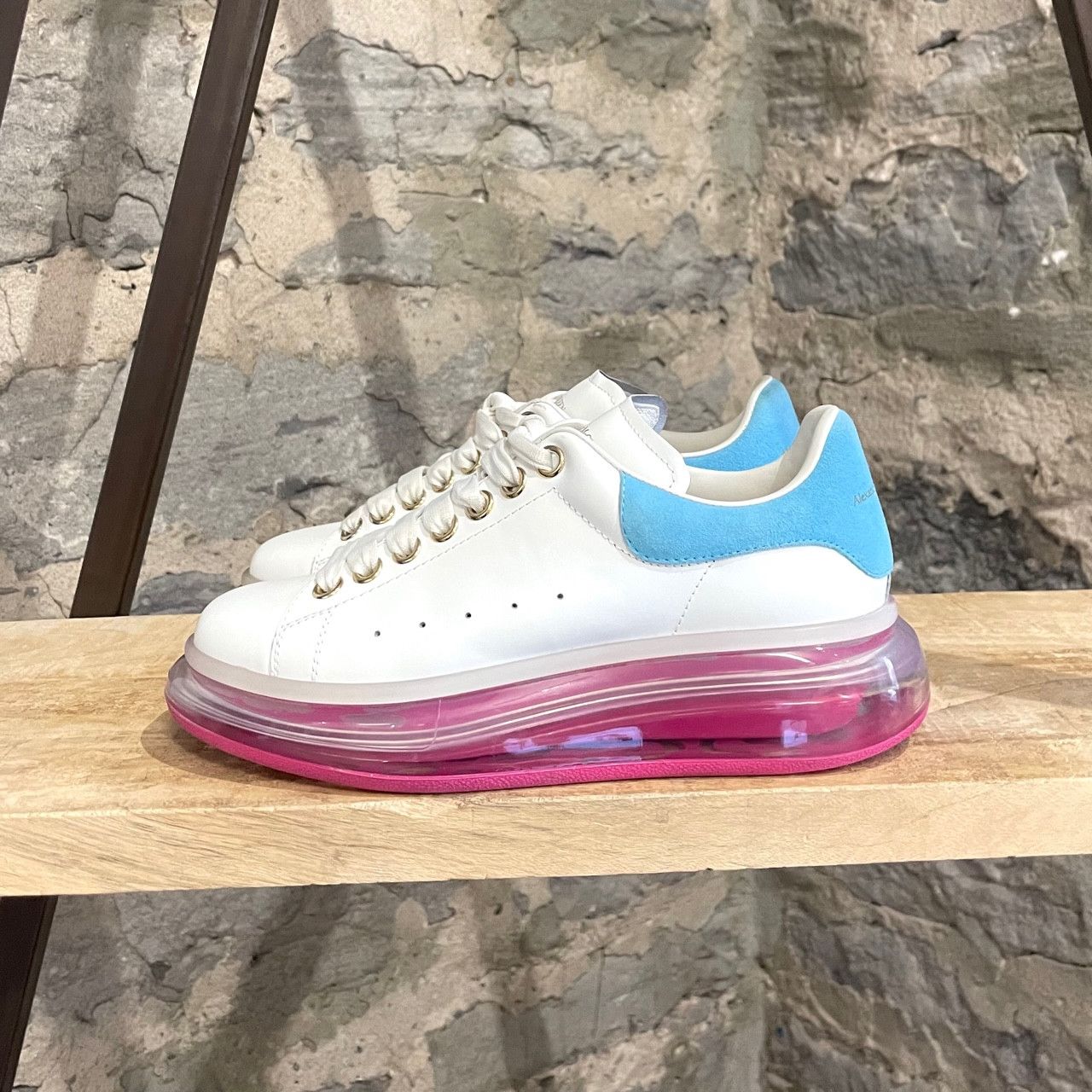 Alexander McQueen Alexander McQueen Oversized White Leather Sneakers Size US 7.5 / IT 37.5 - 6 Thumbnail
