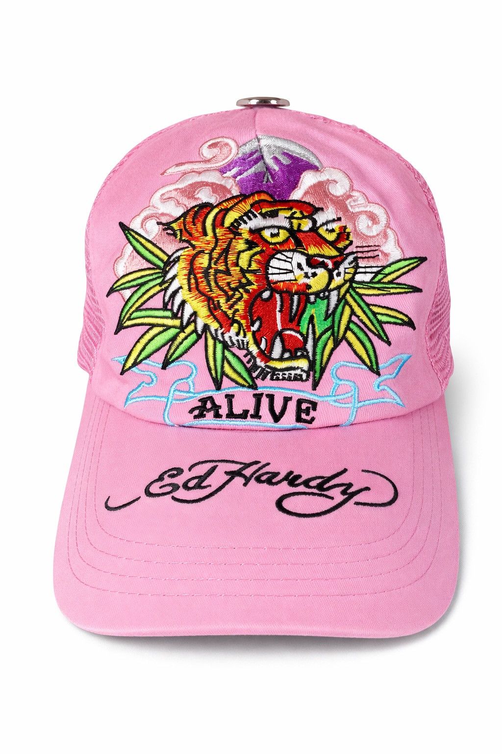 Ed Hardy Vintage Ed Hardy Pink Trucker Cap Tiger Embroidery Y2K Size ONE SIZE - 1 Thumbnail