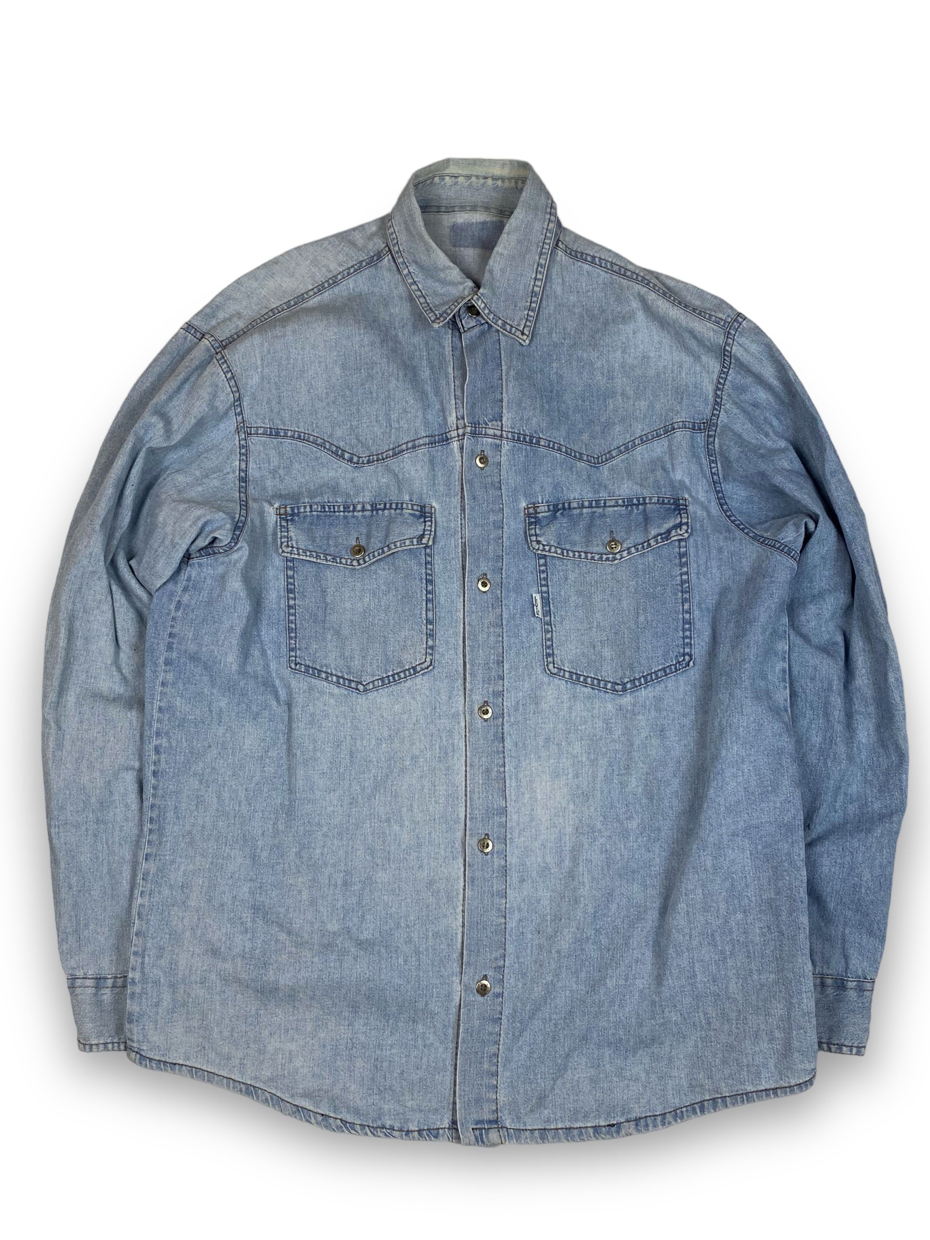Jean 80s Vintage LEVI'S Big E White Tab Light Blue Denim Shirt Size US L / EU 52-54 / 3 - 1 Thumbnail