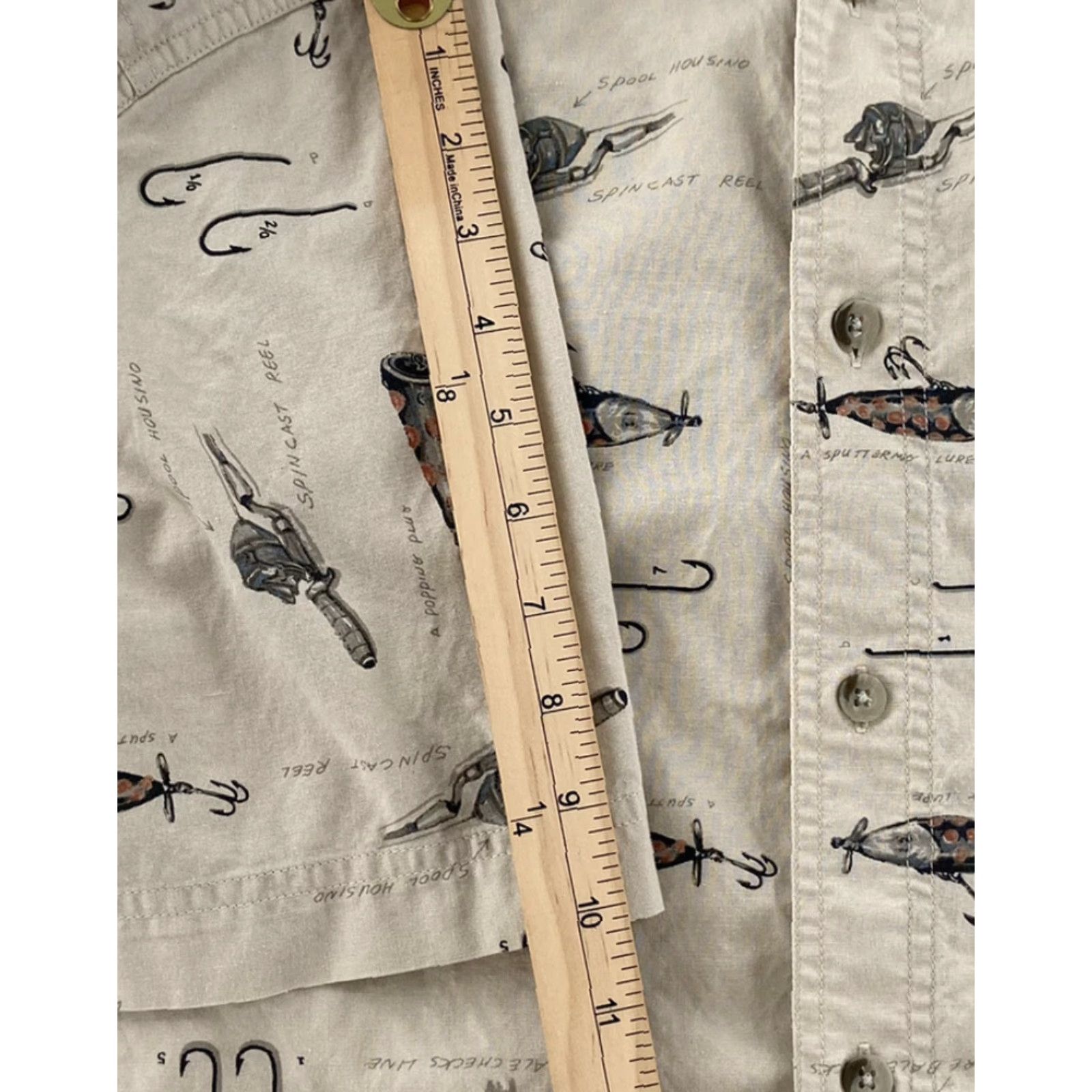 Vintage Woolrich Men Shirt Adult Large Birch Hooks Reels Short Sleeve Button-Down Fishing Beig e 100% Cotton 100% Cotton Logo All Seasons Mens Size US L / EU 52-54 / 3 - 6 Thumbnail
