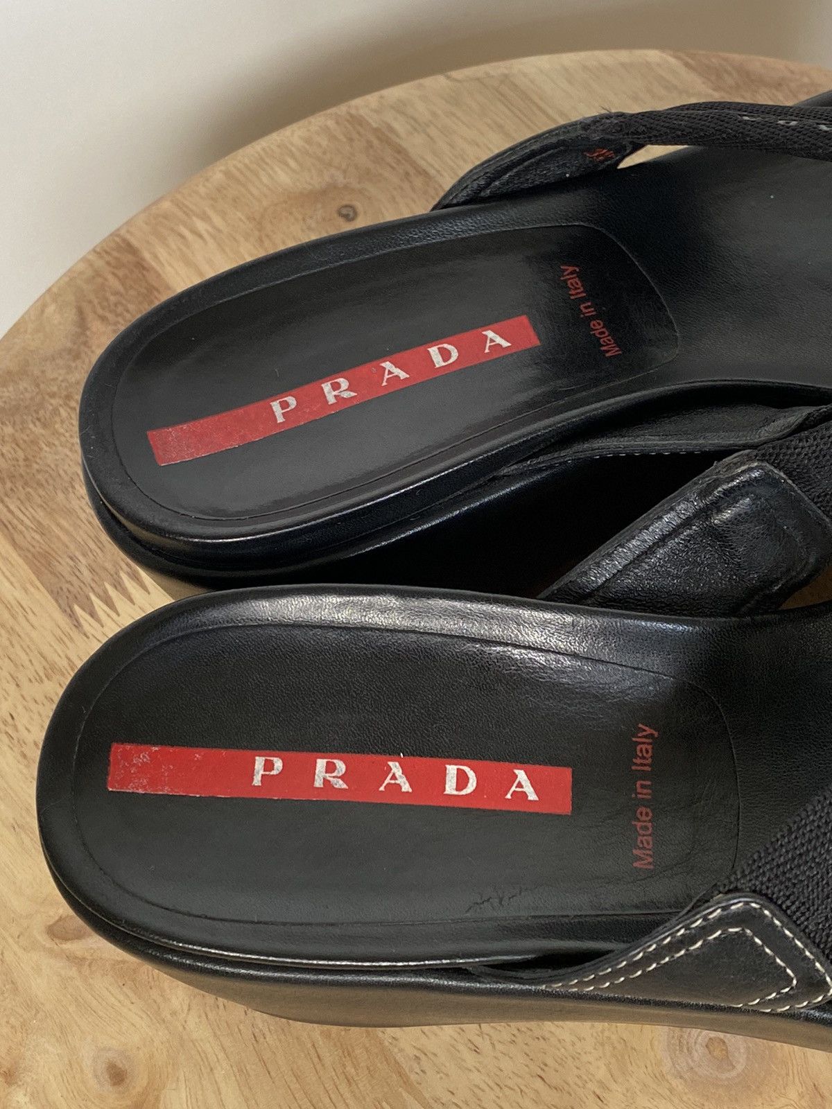 Prada × Vintage Prada Vintage Thongs Flip Flops Slides on platform Wedges Size US 7.5 / IT 37.5 - 5 Thumbnail
