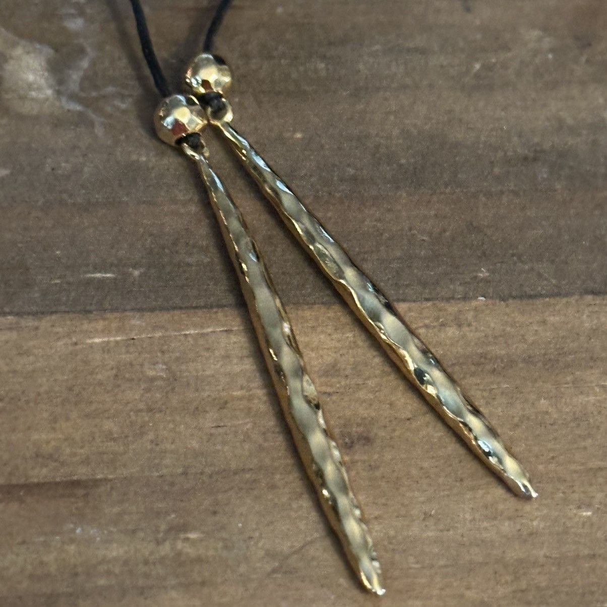 Other Black and gold glass bead adjustable pull cord necklace Size ONE SIZE - 4 Thumbnail