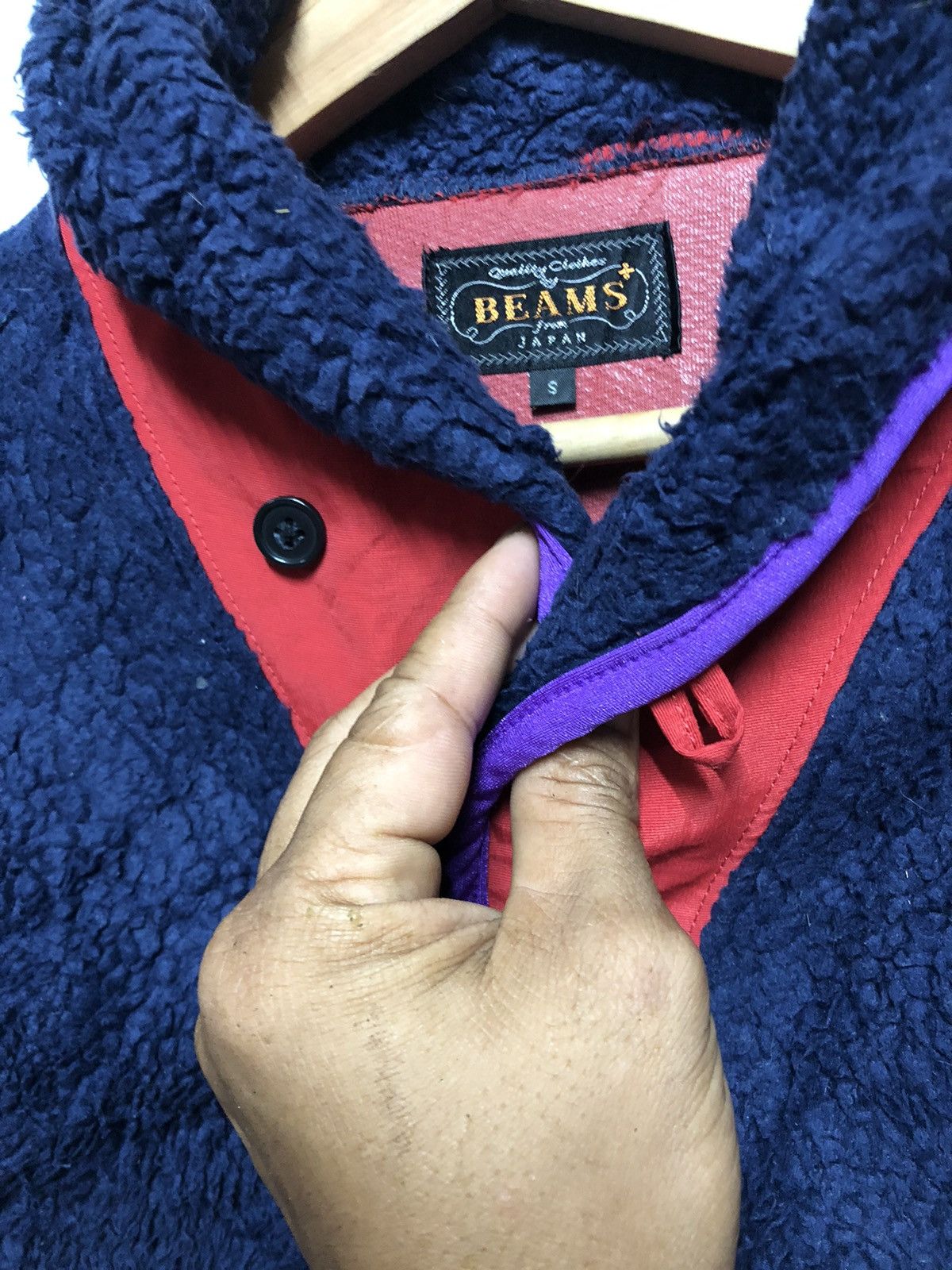 Beams Plus × Japanese Brand × Vintage Vintage 90’s Beams Japan Fleece Button Up Size US M / EU 48-50 / 2 - 4 Thumbnail