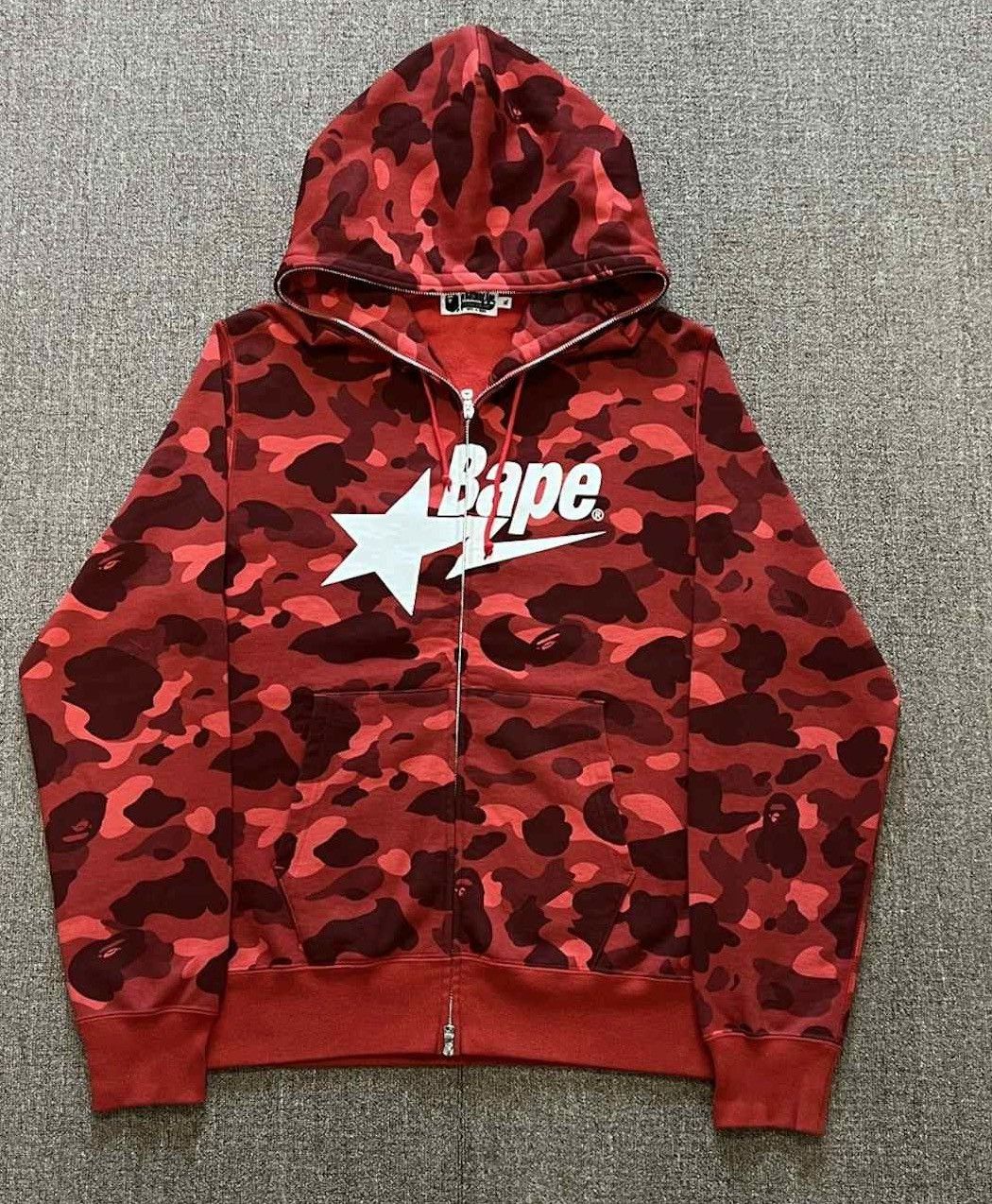 Image of Color Camo Bape Sta Full Zip Hoodie in Red, Men's (Size XL)