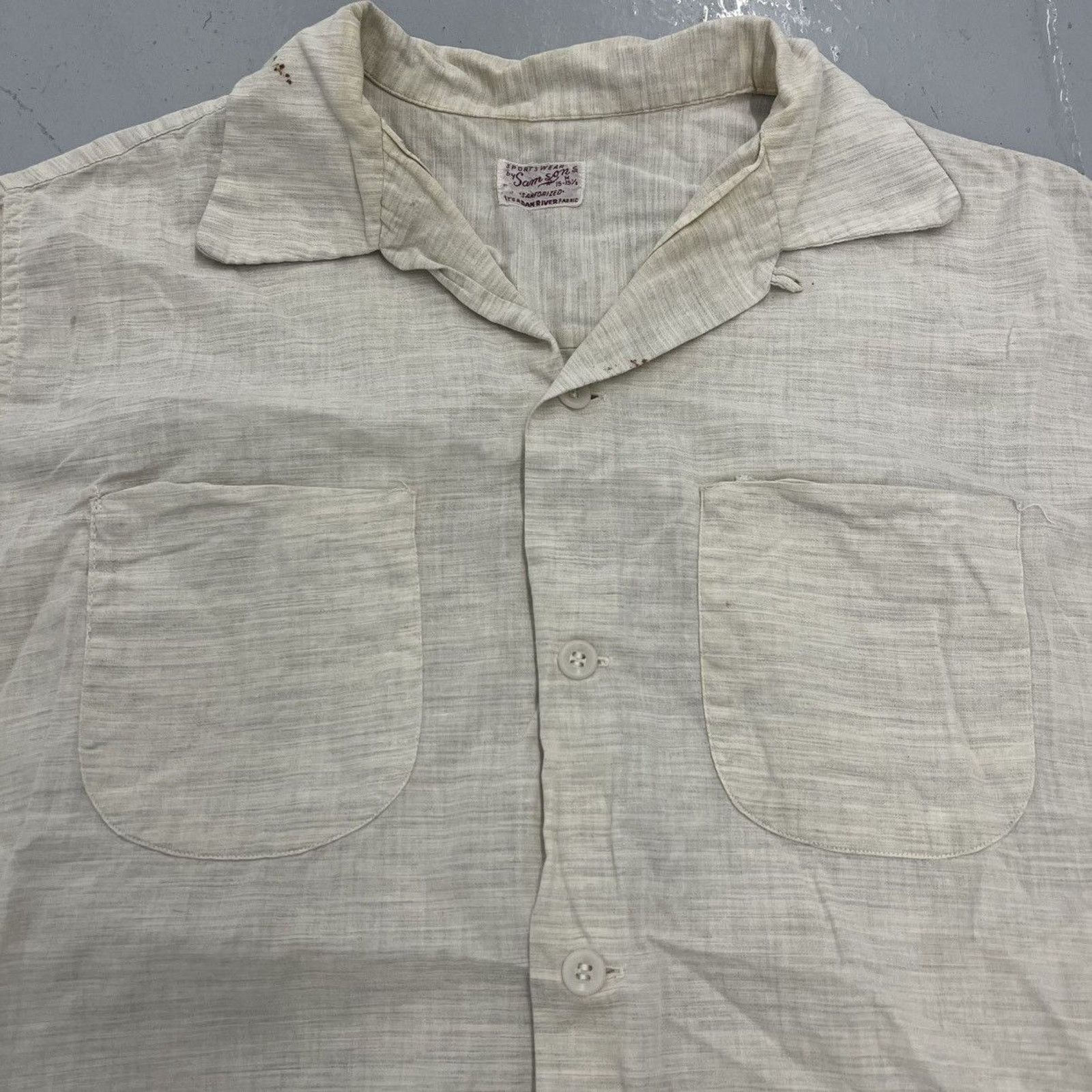 Other Vintage 50s Samsons White Pattern Cotton Loop Collar Size US M / EU 48-50 / 2 - 2 Thumbnail