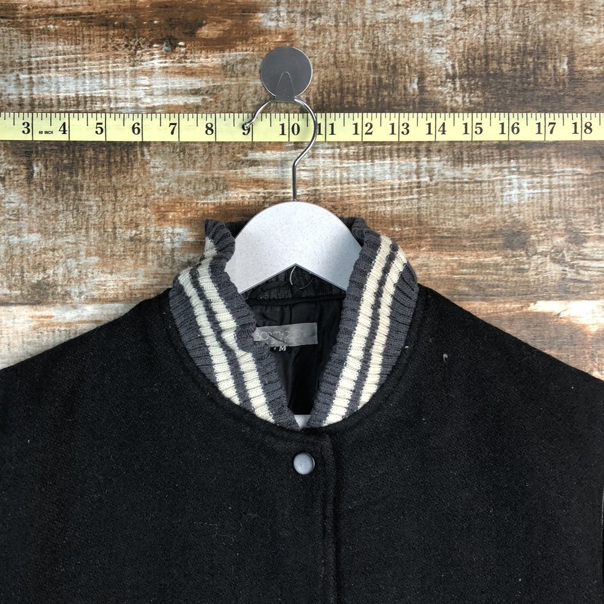 Japanese Brand Bon Maren Black Bombers varsity Jacket #A1759 Size M / US 6-8 / IT 42-44 - 4 Thumbnail