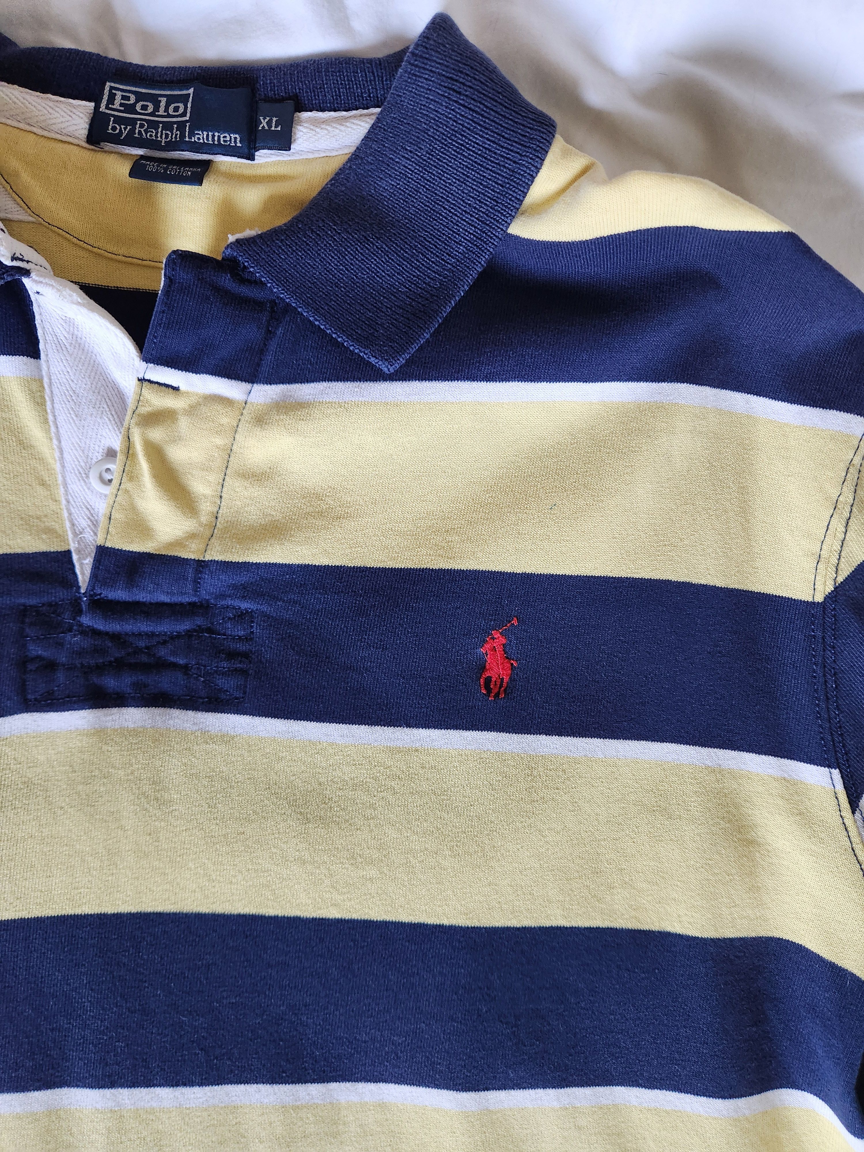 Polo Ralph Lauren Polo Ralph Lauren Navy Yellow Rugby Polo Shirt XL Size US XL / EU 56 / 4 - 4 Thumbnail