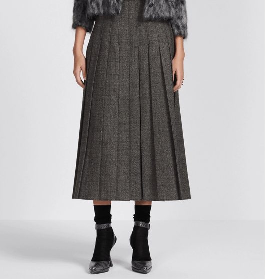 Dior o1w1db10525 351J17 Pleated Mid-Length Skirt in Gray Size 27" / US 4 / IT 40 - 5 Thumbnail