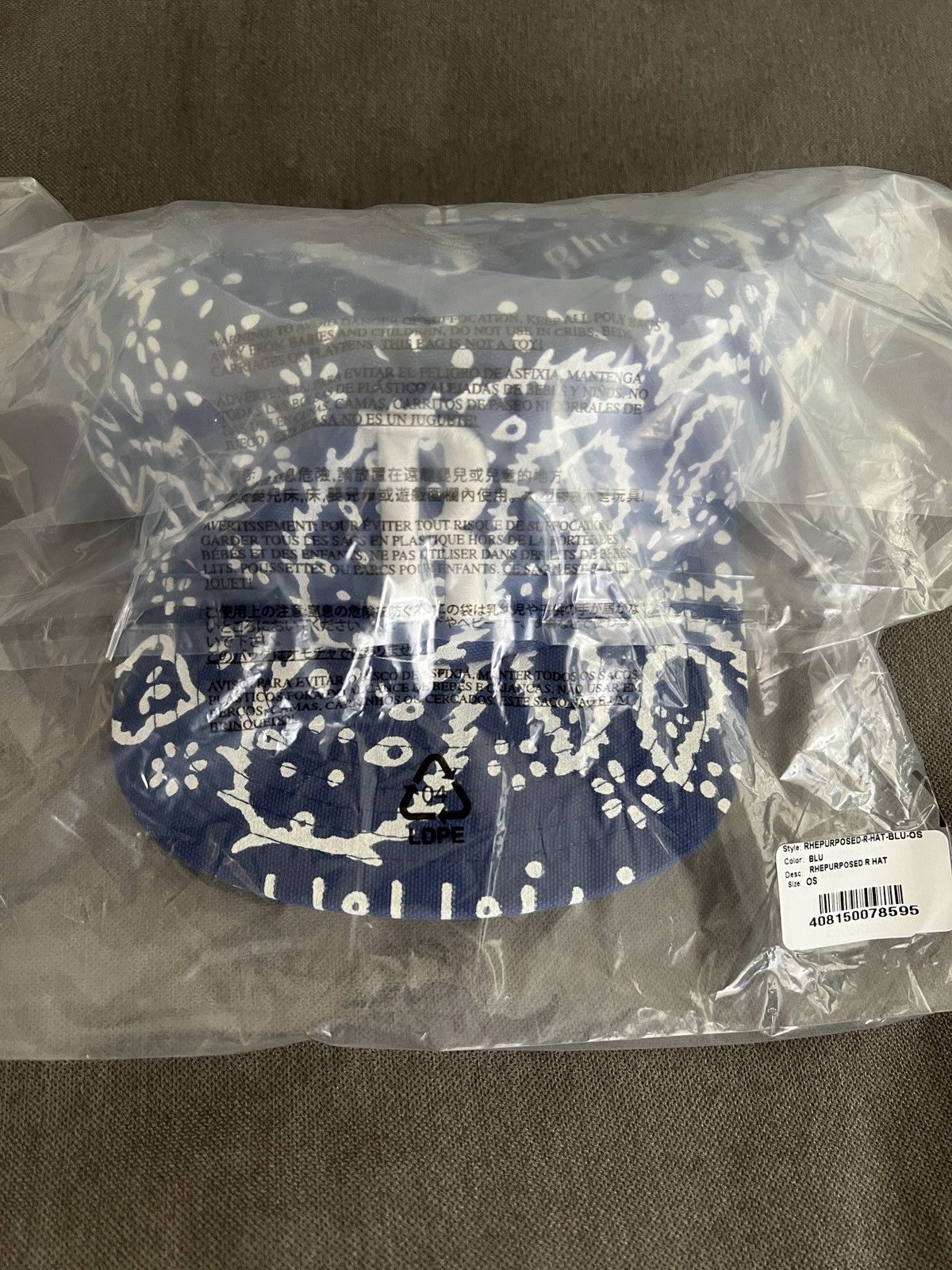 image of Rhude Rhepurposed R Hat/cap/snapback Paisley Bandana Blue, Men's