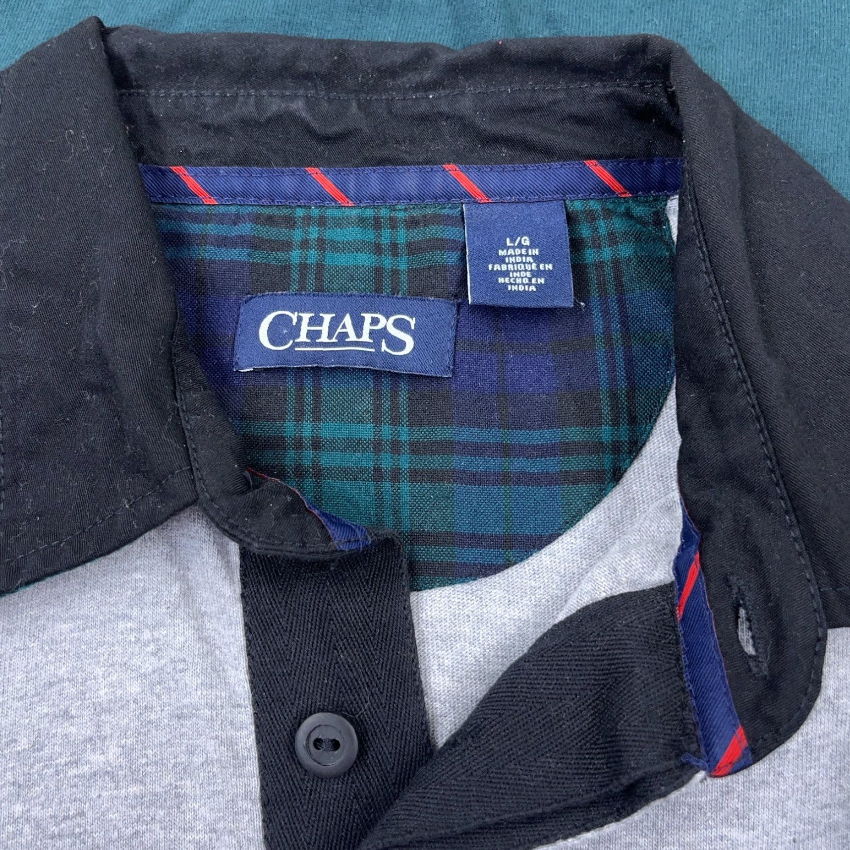 Chaps Chaps Shirt Men L Green Gray Colorblock Long Sleeve Polo Rugby 90s Retro Mens Size US L / EU 52-54 / 3 - 3 Thumbnail