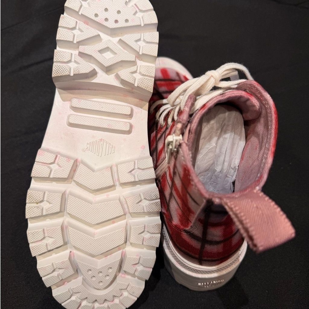 Palladium Palladium Plaid Combat Boots Red Pink Black HighTop Side Zip Size US 8 / IT 38 - 5 Thumbnail