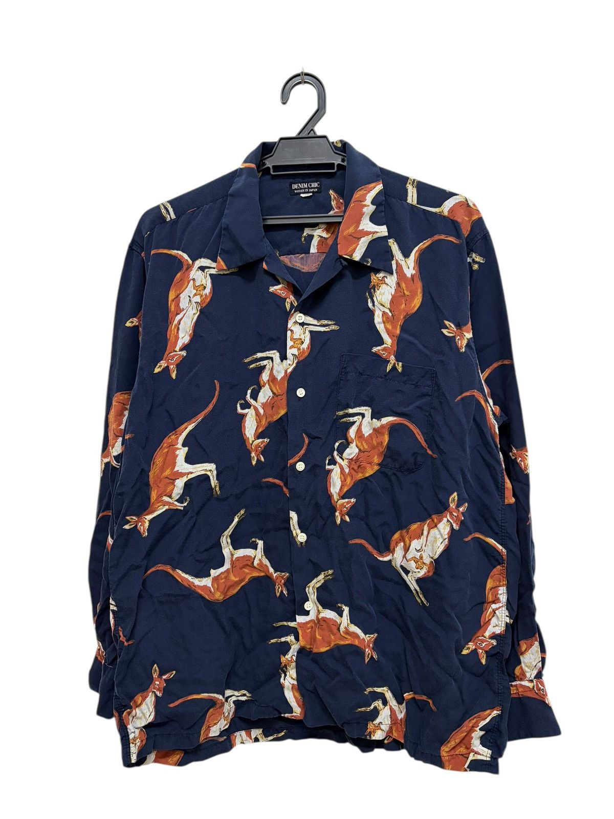 Vintage VINTAGE DENIM CHIC OPEN CAMP COLLAR 🦘 OVP MOTIF RAYON SHIRT Size US L / EU 52-54 / 3 - 1 Thumbnail