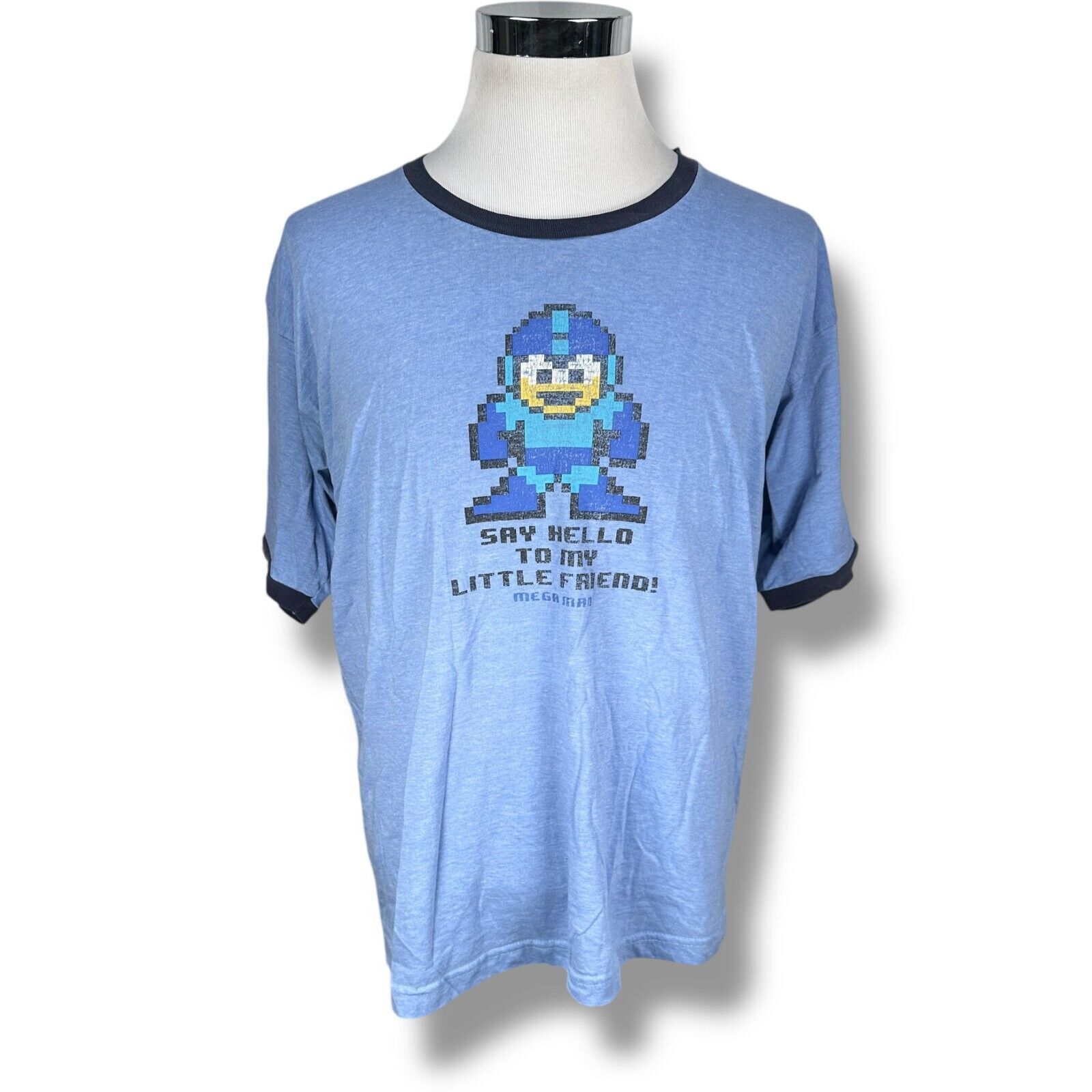 Ripple Junction Vintage MegaMan T-Shirt Men’s XL Blue Say Hello To My Little Size US XL / EU 56 / 4 - 1 Thumbnail