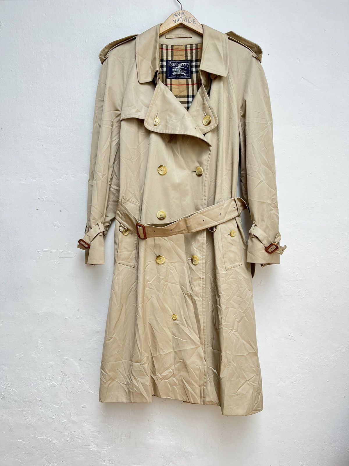 image of Vintage Burberrys Trench Coat Beige Women's Made In England in Brown Tan (Size XL)