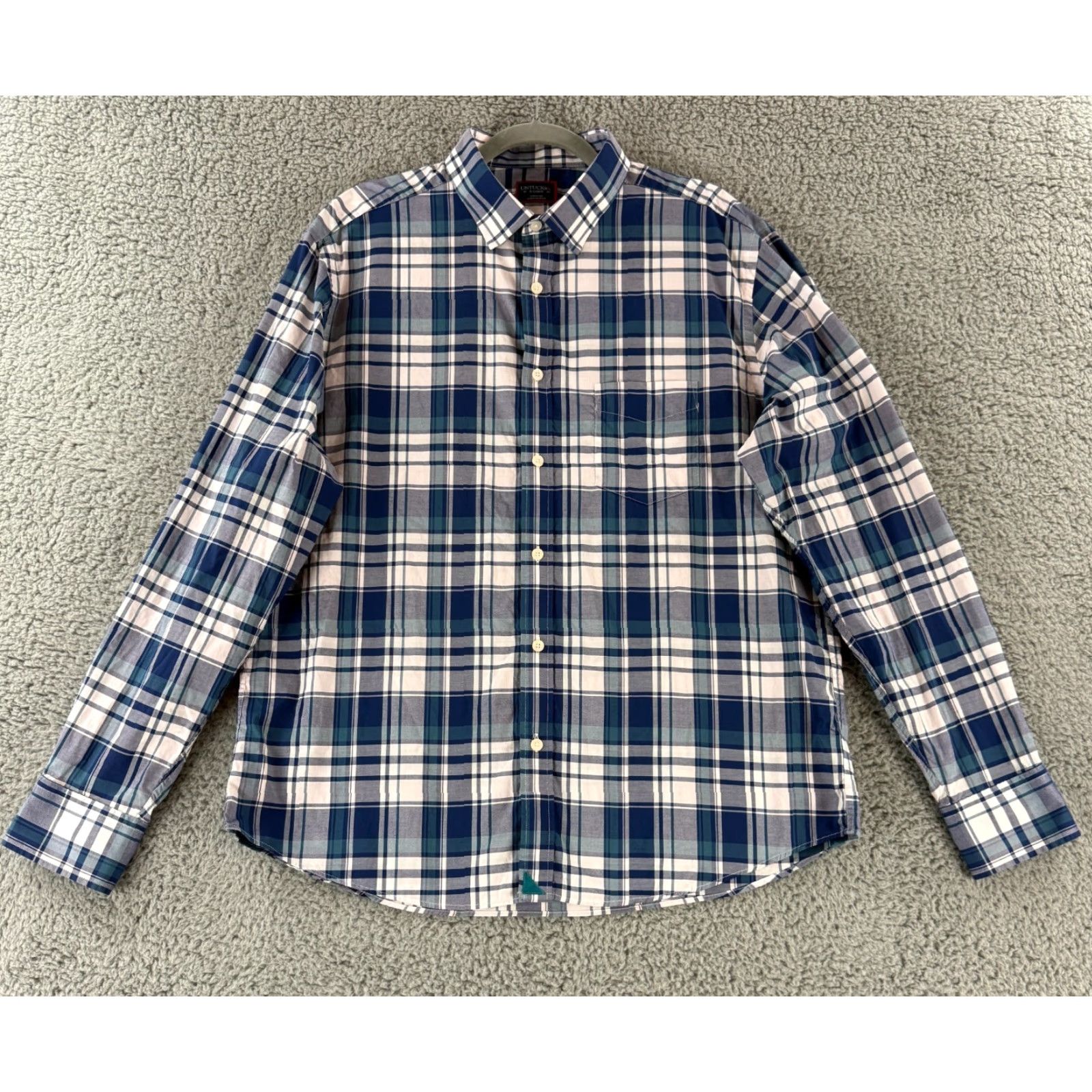 UNTUCKit UNTUCKit Button-Up Shirt Mens XL Blue Plaid Long Sleeve 100% Cotton Jeans? Size US XL / EU 56 / 4 - 2 Thumbnail