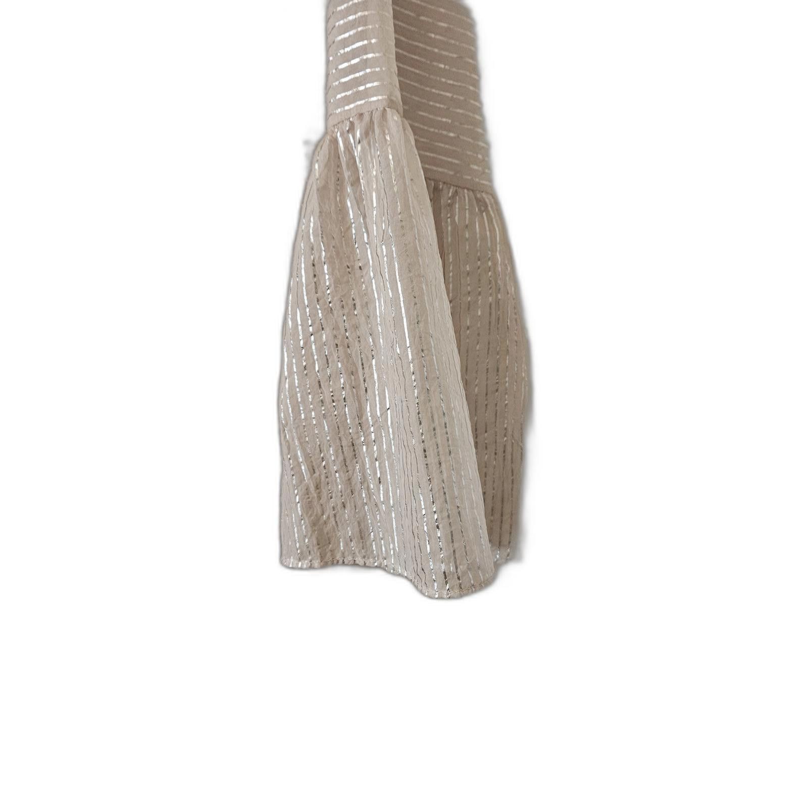 Designer Elegant Beige Striped Kimono Cardigan with Flared Sleeves Size XXL / US 16-18 / IT 52-54 - 3 Thumbnail