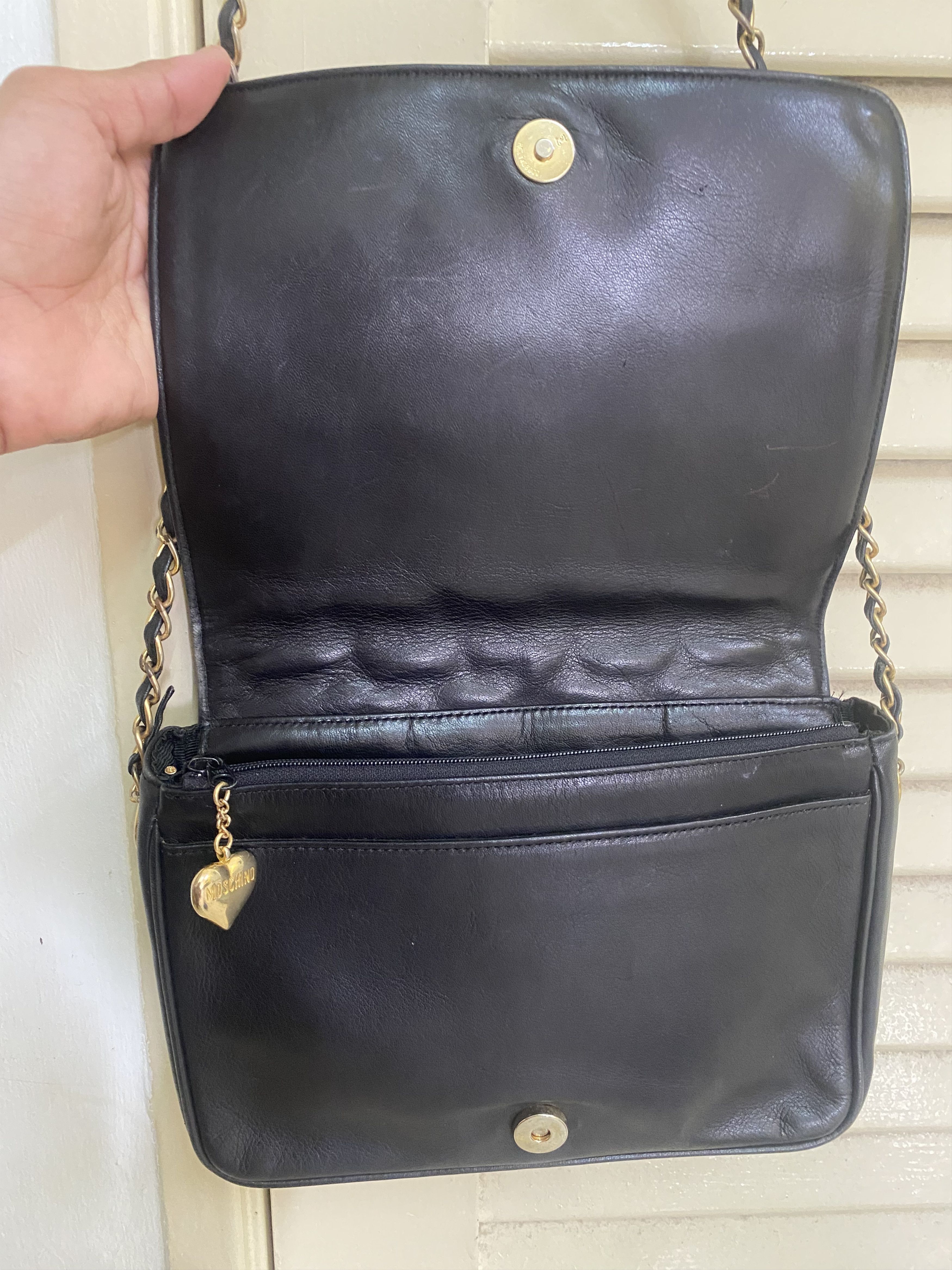 Moschino Moschino Calf Leather Love Shape Quilted Shoulder Bag Size ONE SIZE - 9 Thumbnail